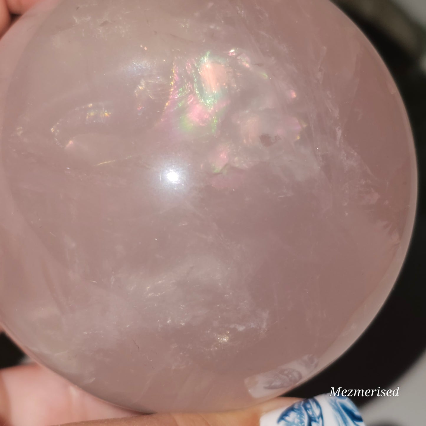 Medium Flashy Rose Quartz Sphere with faint Star