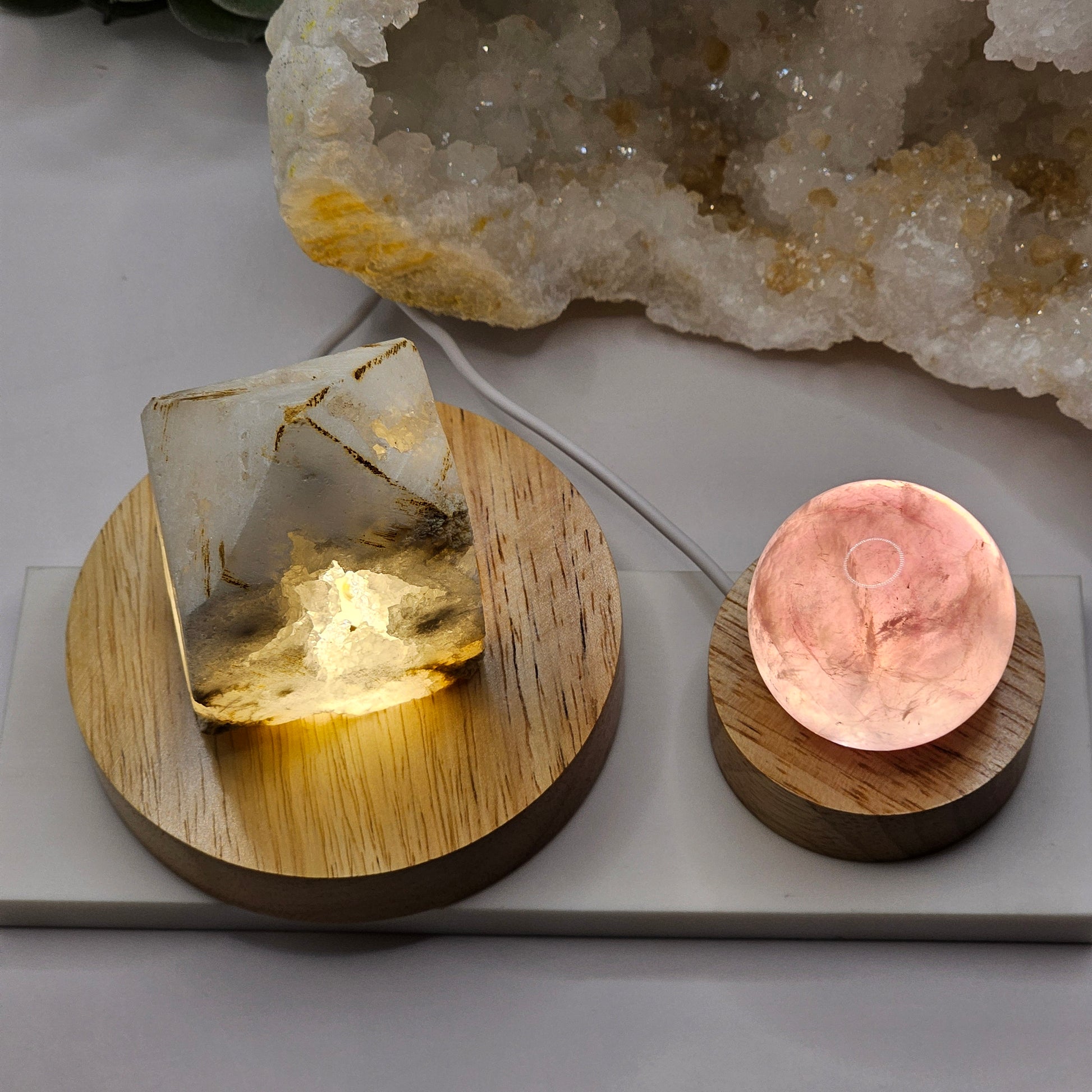 LED Crystal Light Base (USB) - 2 Sizes | Illuminate your crystals with our wooden LED light base to create a relaxing and tranquil atmosphere in your home.  You can switch up your mood by changing the crystals on the light base to create the perfect ambience in your living space.