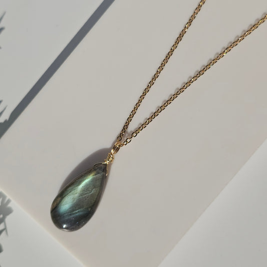 Labradorite Necklace (#59) | Green & Blue Flash