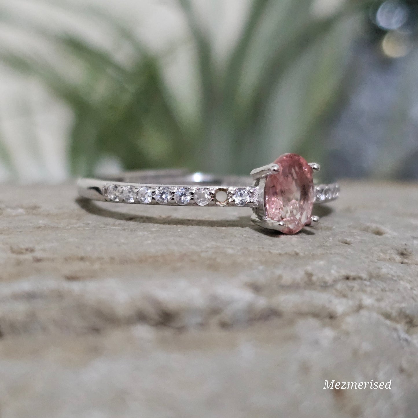 Tourmaline & Zircon 925 Silver Adjustable Ring | Option B Imperfect - Missing Shoulder Stone