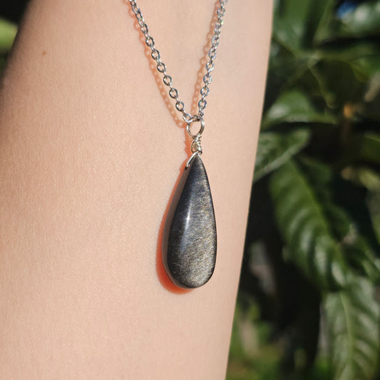 Silver Sheen Obsidian Necklace (#11)
