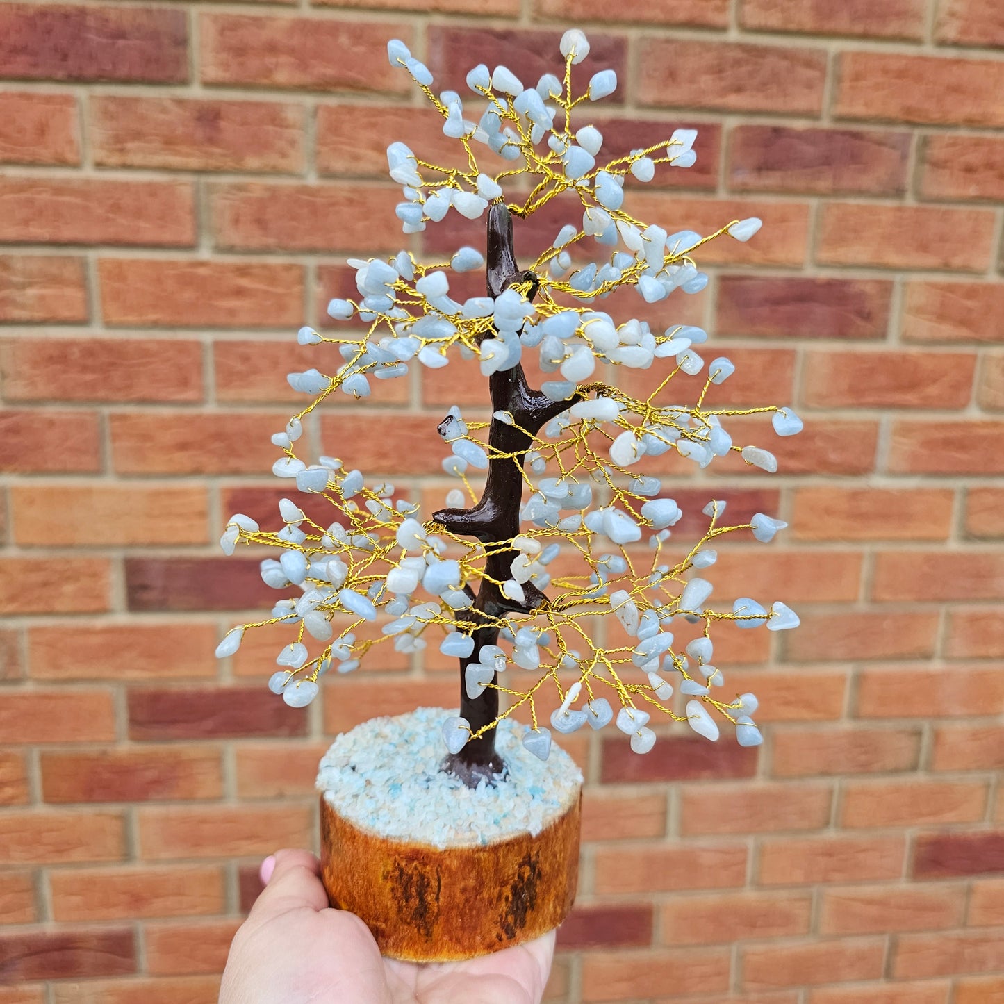Angelite Tree 26cm  | Natural Stone 300 chip beads | Birthday Gifts, Anniversary Gifts, Valentine's Day, Christmas, Easter, Eid, Mother's Day, Diwali, Hannukah, Women's, Girl's, Gifts for her, Gifts for Girlfriend, Gifts for Mom, Gifts for Mum, Gifts for Friend, Handmade Gifts, Handmade Jewelry, New Year's Eve, Graduation, Boho, Hippie, Minimalist, Gemstone, Crystal, Crystal Healing
