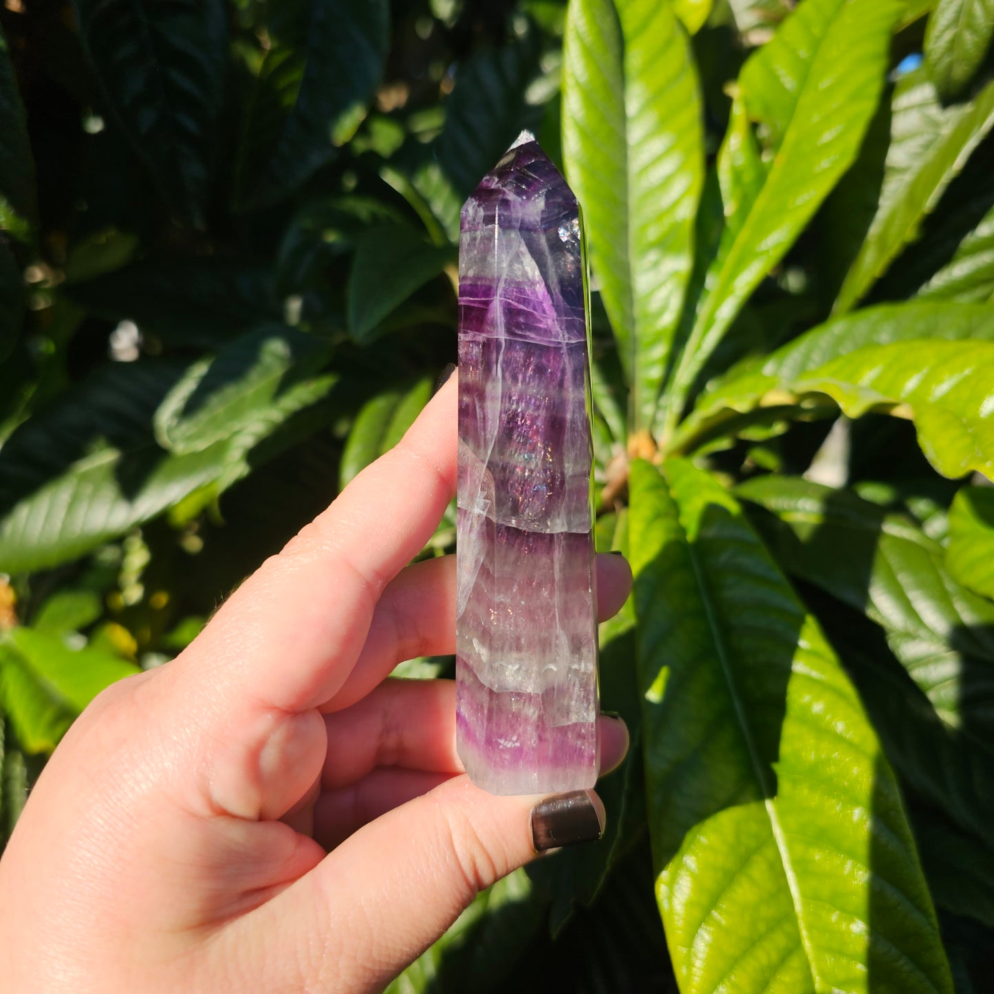 Rainbow Fluorite Tower full of beautiful rainbows. Approx. 11.5 x 2.9 Approx. 161g | Birthday Gifts, Anniversary Gifts, Valentine's Day, Christmas, Easter, Eid, Mother's Day, Diwali, Hannukah, Women's, Girl's, Gifts for her, Gifts for Girlfriend, Gifts for Mom, Gifts for Mum, Gifts for Friend, Handmade Gifts, Handmade Jewelry, New Year's Eve, Graduation, Boho, Hippie, Minimalist, Gemstone, Crystal, Crystal Healing