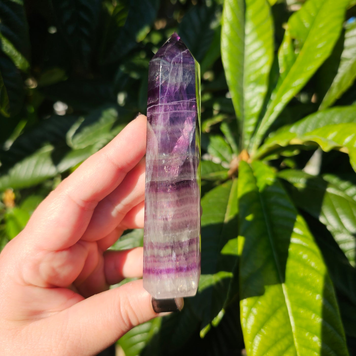 Rainbow Fluorite Tower full of beautiful rainbows. Approx. 11.5 x 2.9 Approx. 161g | Birthday Gifts, Anniversary Gifts, Valentine's Day, Christmas, Easter, Eid, Mother's Day, Diwali, Hannukah, Women's, Girl's, Gifts for her, Gifts for Girlfriend, Gifts for Mom, Gifts for Mum, Gifts for Friend, Handmade Gifts, Handmade Jewelry, New Year's Eve, Graduation, Boho, Hippie, Minimalist, Gemstone, Crystal, Crystal Healing