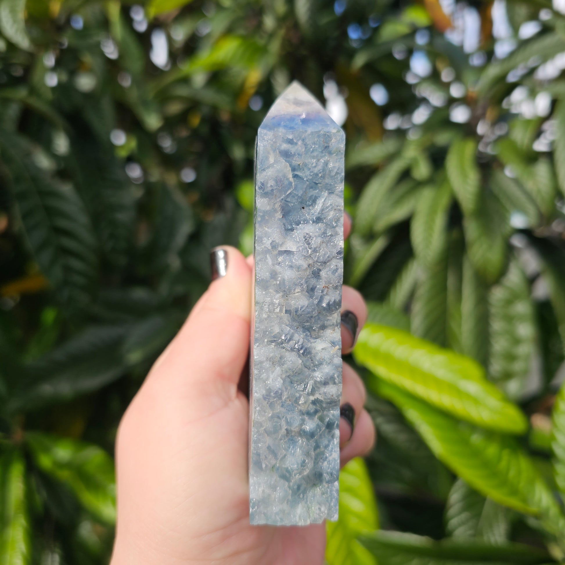 Polished Fluorite slab tower with raw edge.  Approx. 12.1 x 7.8 x 2.4  Approx. 535g | Birthday Gifts, Anniversary Gifts, Valentine's Day, Christmas, Easter, Eid, Mother's Day, Diwali, Hannukah, Women's, Girl's, Gifts for her, Gifts for Girlfriend, Gifts for Mom, Gifts for Mum, Gifts for Friend, Handmade Gifts, Handmade Jewelry, New Year's Eve, Graduation, Boho, Hippie, Minimalist, Gemstone, Crystal, Crystal Healing