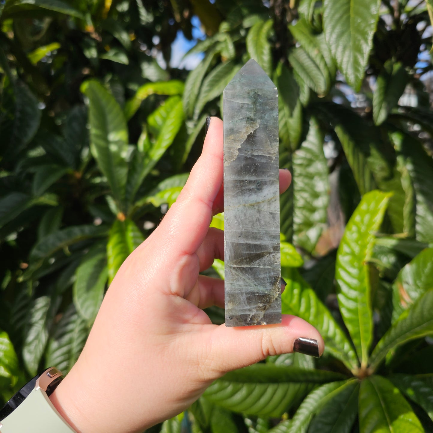 High blue flash Labradorite tower 3 Approx. 12.7 x 3.6 x 2.6  Approx. 275g | Birthday Gifts, Anniversary Gifts, Valentine's Day, Christmas, Easter, Eid, Mother's Day, Diwali, Hannukah, Women's, Girl's, Gifts for her, Gifts for Girlfriend, Gifts for Mom, Gifts for Mum, Gifts for Friend, Handmade Gifts, Handmade Jewelry, New Year's Eve, Graduation, Boho, Hippie, Minimalist, Gemstone, Crystal, Crystal Healing