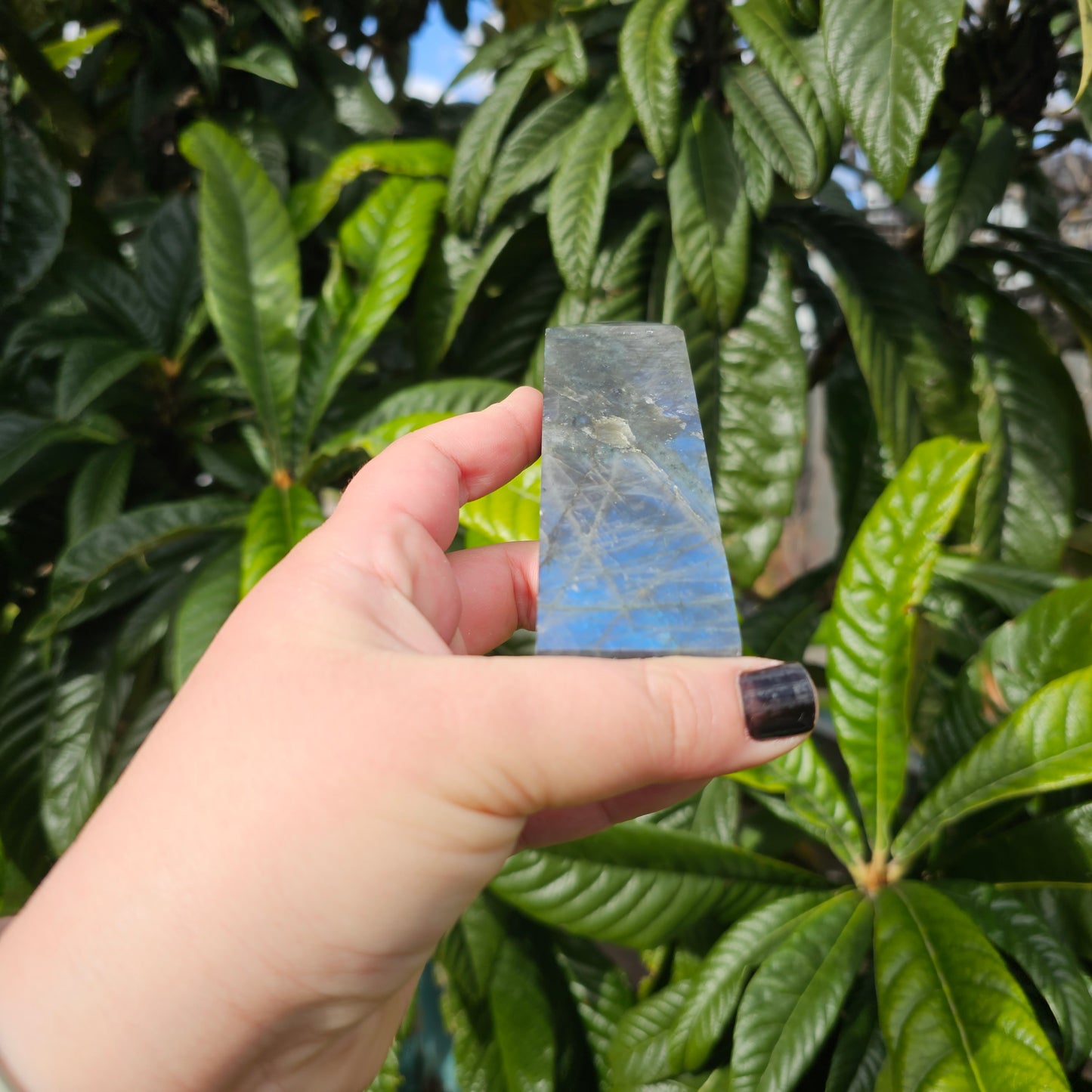 High blue flash Labradorite tower 3 Approx. 12.7 x 3.6 x 2.6  Approx. 275g | Birthday Gifts, Anniversary Gifts, Valentine's Day, Christmas, Easter, Eid, Mother's Day, Diwali, Hannukah, Women's, Girl's, Gifts for her, Gifts for Girlfriend, Gifts for Mom, Gifts for Mum, Gifts for Friend, Handmade Gifts, Handmade Jewelry, New Year's Eve, Graduation, Boho, Hippie, Minimalist, Gemstone, Crystal, Crystal Healing