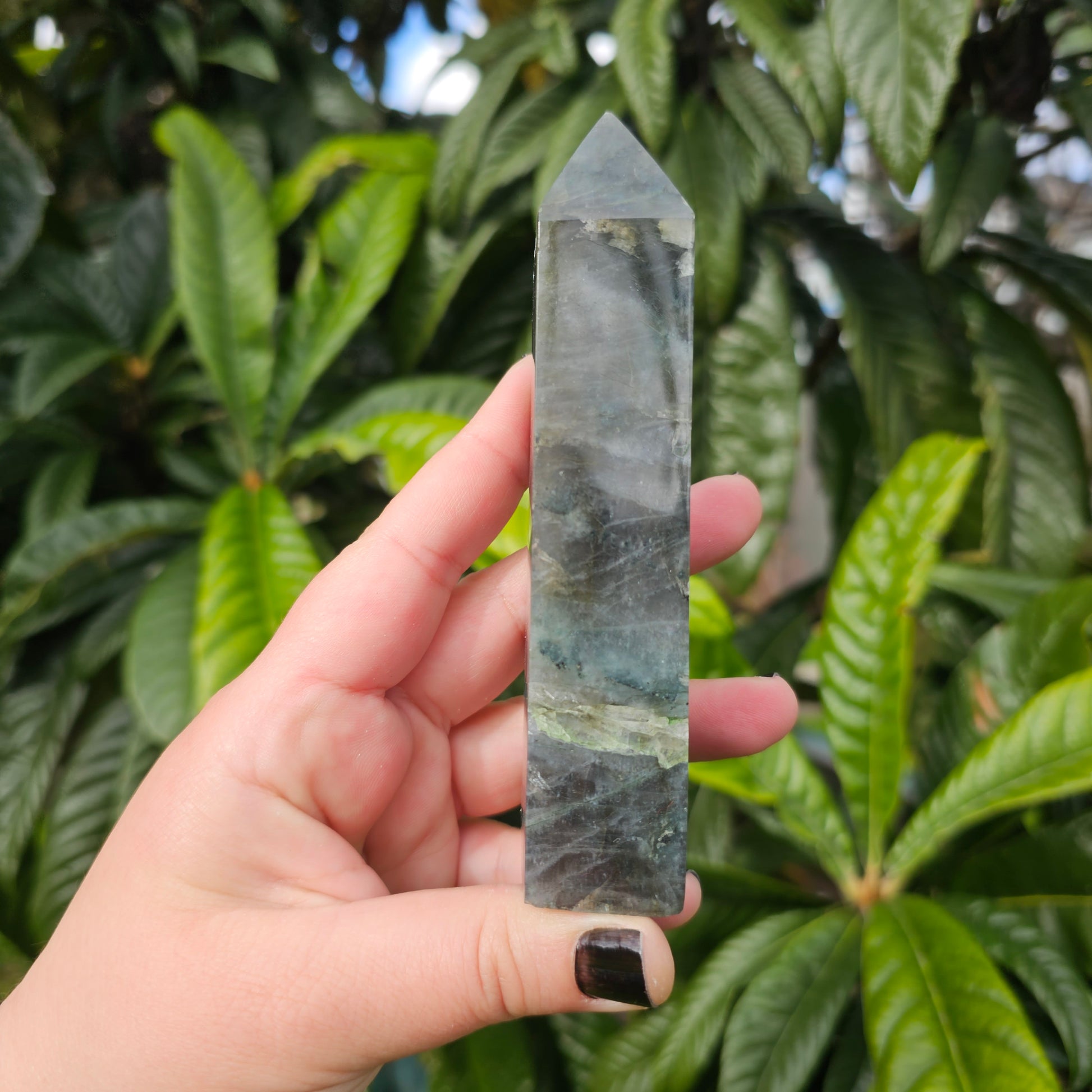 High blue flash Labradorite tower 3 Approx. 12.7 x 3.6 x 2.6  Approx. 275g | Birthday Gifts, Anniversary Gifts, Valentine's Day, Christmas, Easter, Eid, Mother's Day, Diwali, Hannukah, Women's, Girl's, Gifts for her, Gifts for Girlfriend, Gifts for Mom, Gifts for Mum, Gifts for Friend, Handmade Gifts, Handmade Jewelry, New Year's Eve, Graduation, Boho, Hippie, Minimalist, Gemstone, Crystal, Crystal Healing