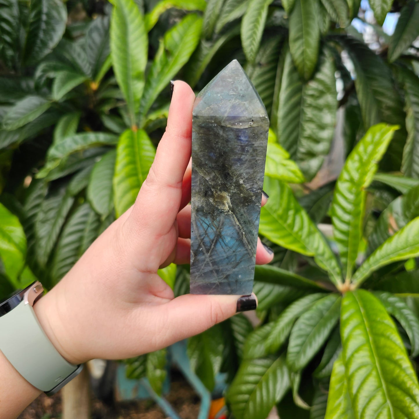 High blue flash Labradorite tower 3 Approx. 12.7 x 3.6 x 2.6  Approx. 275g | Birthday Gifts, Anniversary Gifts, Valentine's Day, Christmas, Easter, Eid, Mother's Day, Diwali, Hannukah, Women's, Girl's, Gifts for her, Gifts for Girlfriend, Gifts for Mom, Gifts for Mum, Gifts for Friend, Handmade Gifts, Handmade Jewelry, New Year's Eve, Graduation, Boho, Hippie, Minimalist, Gemstone, Crystal, Crystal Healing