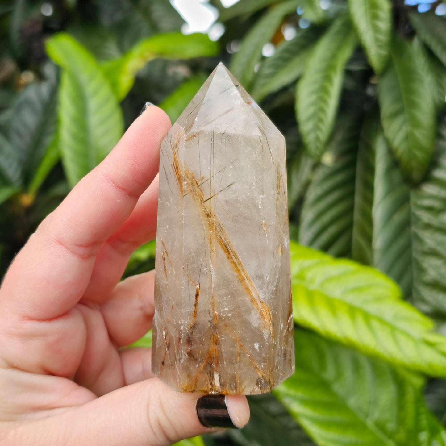 Rutile Quartz Tower Approx. 9.3 x 4.5  Approx. 217g | Birthday Gifts, Anniversary Gifts, Valentine's Day, Christmas, Easter, Eid, Mother's Day, Diwali, Hannukah, Women's, Girl's, Gifts for her, Gifts for Girlfriend, Gifts for Mom, Gifts for Mum, Gifts for Friend, Handmade Gifts, Handmade Jewelry, New Year's Eve, Graduation, Boho, Hippie, Minimalist, Gemstone, Crystal, Crystal Healing