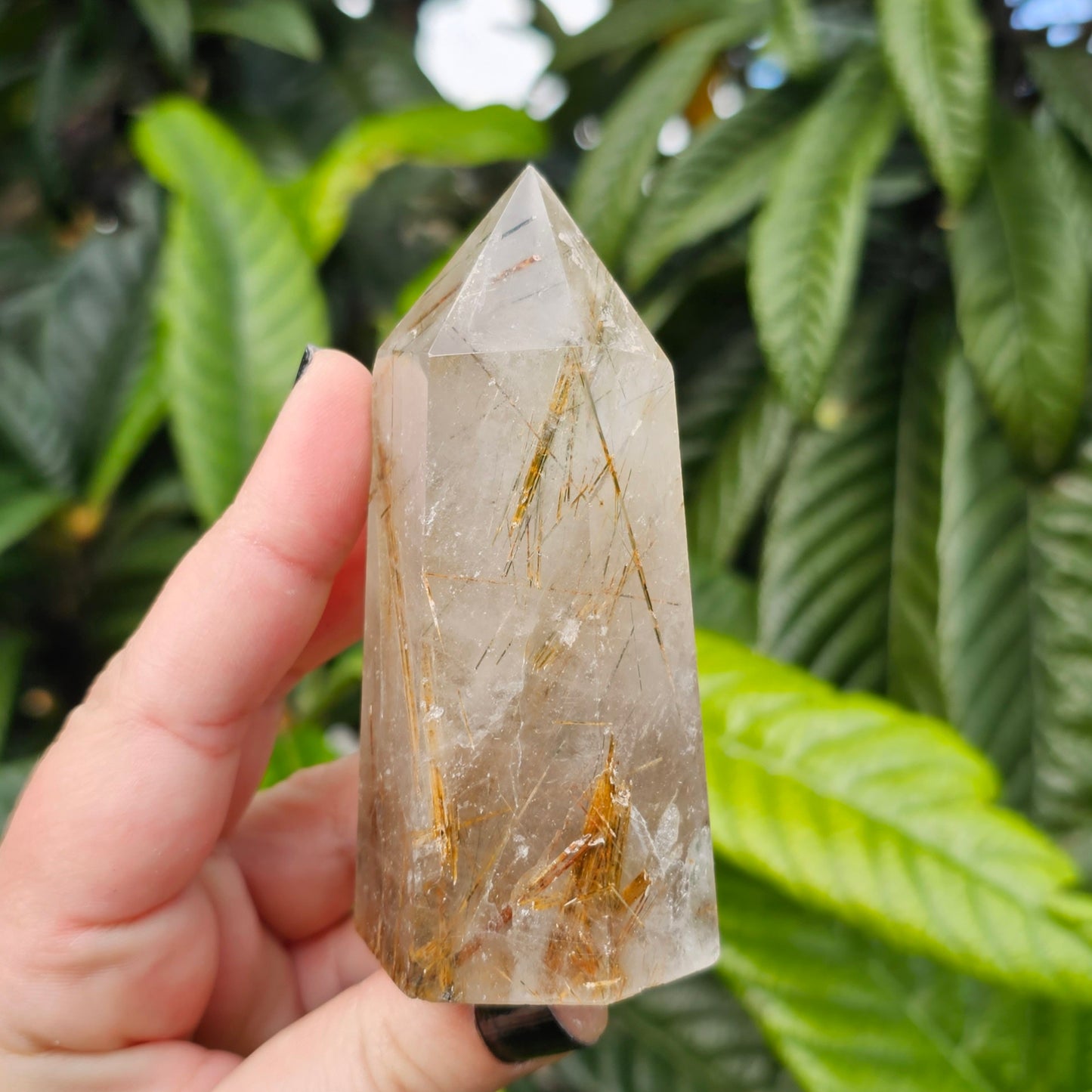 Rutile Quartz Tower Approx. 9.3 x 4.5  Approx. 217g | Birthday Gifts, Anniversary Gifts, Valentine's Day, Christmas, Easter, Eid, Mother's Day, Diwali, Hannukah, Women's, Girl's, Gifts for her, Gifts for Girlfriend, Gifts for Mom, Gifts for Mum, Gifts for Friend, Handmade Gifts, Handmade Jewelry, New Year's Eve, Graduation, Boho, Hippie, Minimalist, Gemstone, Crystal, Crystal Healing