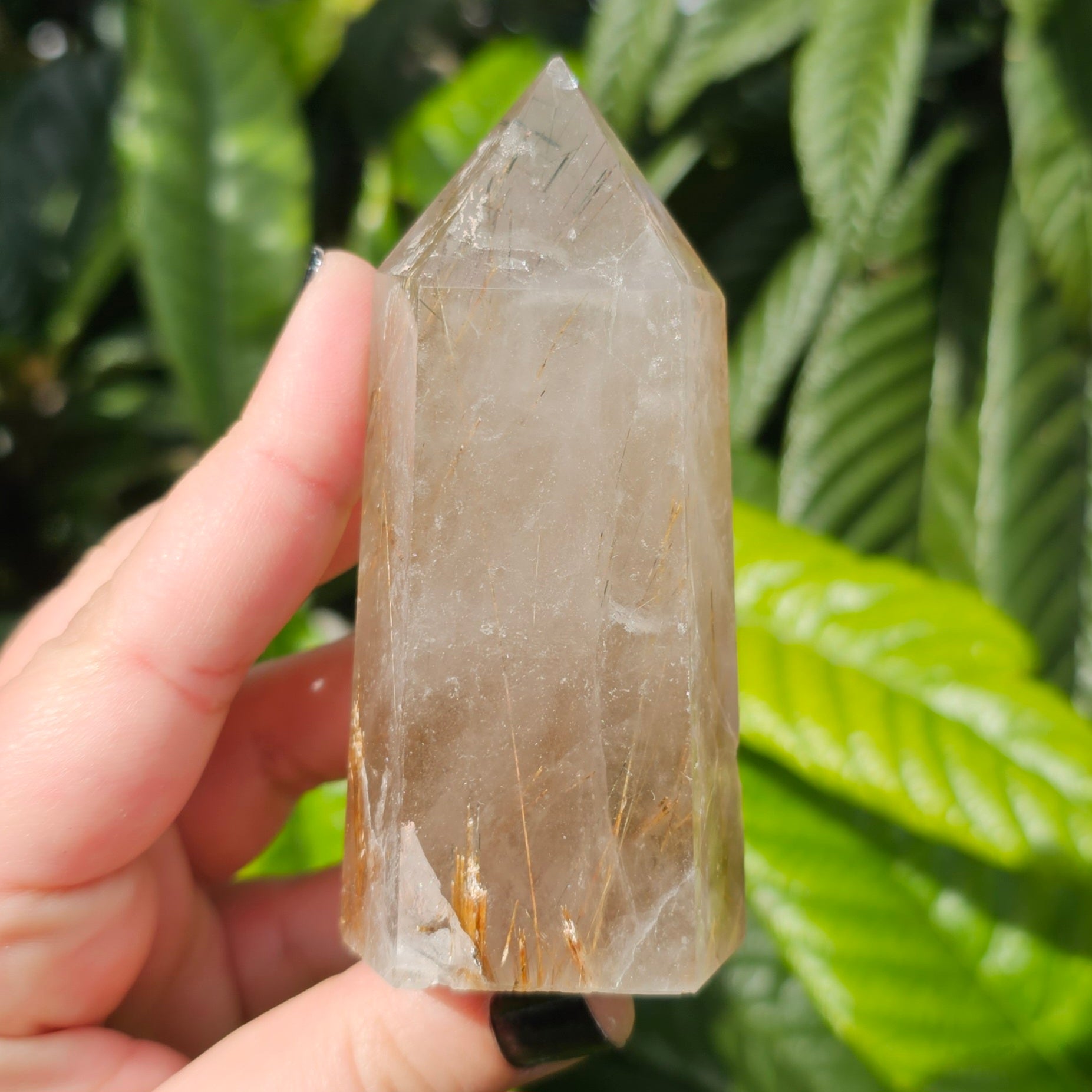 Rutile Quartz Tower Approx. 9.3 x 4.5  Approx. 217g | Birthday Gifts, Anniversary Gifts, Valentine's Day, Christmas, Easter, Eid, Mother's Day, Diwali, Hannukah, Women's, Girl's, Gifts for her, Gifts for Girlfriend, Gifts for Mom, Gifts for Mum, Gifts for Friend, Handmade Gifts, Handmade Jewelry, New Year's Eve, Graduation, Boho, Hippie, Minimalist, Gemstone, Crystal, Crystal Healing