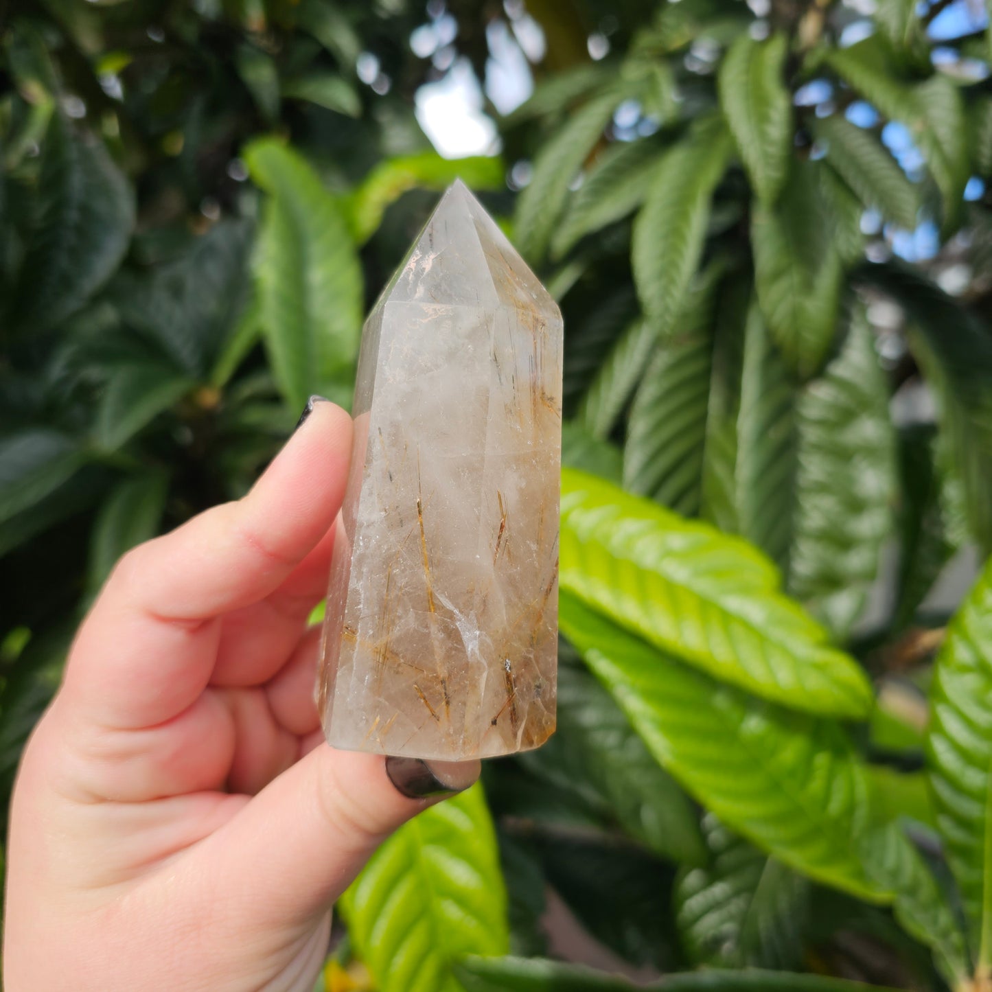 Rutile Quartz Tower Approx. 9.3 x 4.5  Approx. 217g | Birthday Gifts, Anniversary Gifts, Valentine's Day, Christmas, Easter, Eid, Mother's Day, Diwali, Hannukah, Women's, Girl's, Gifts for her, Gifts for Girlfriend, Gifts for Mom, Gifts for Mum, Gifts for Friend, Handmade Gifts, Handmade Jewelry, New Year's Eve, Graduation, Boho, Hippie, Minimalist, Gemstone, Crystal, Crystal Healing