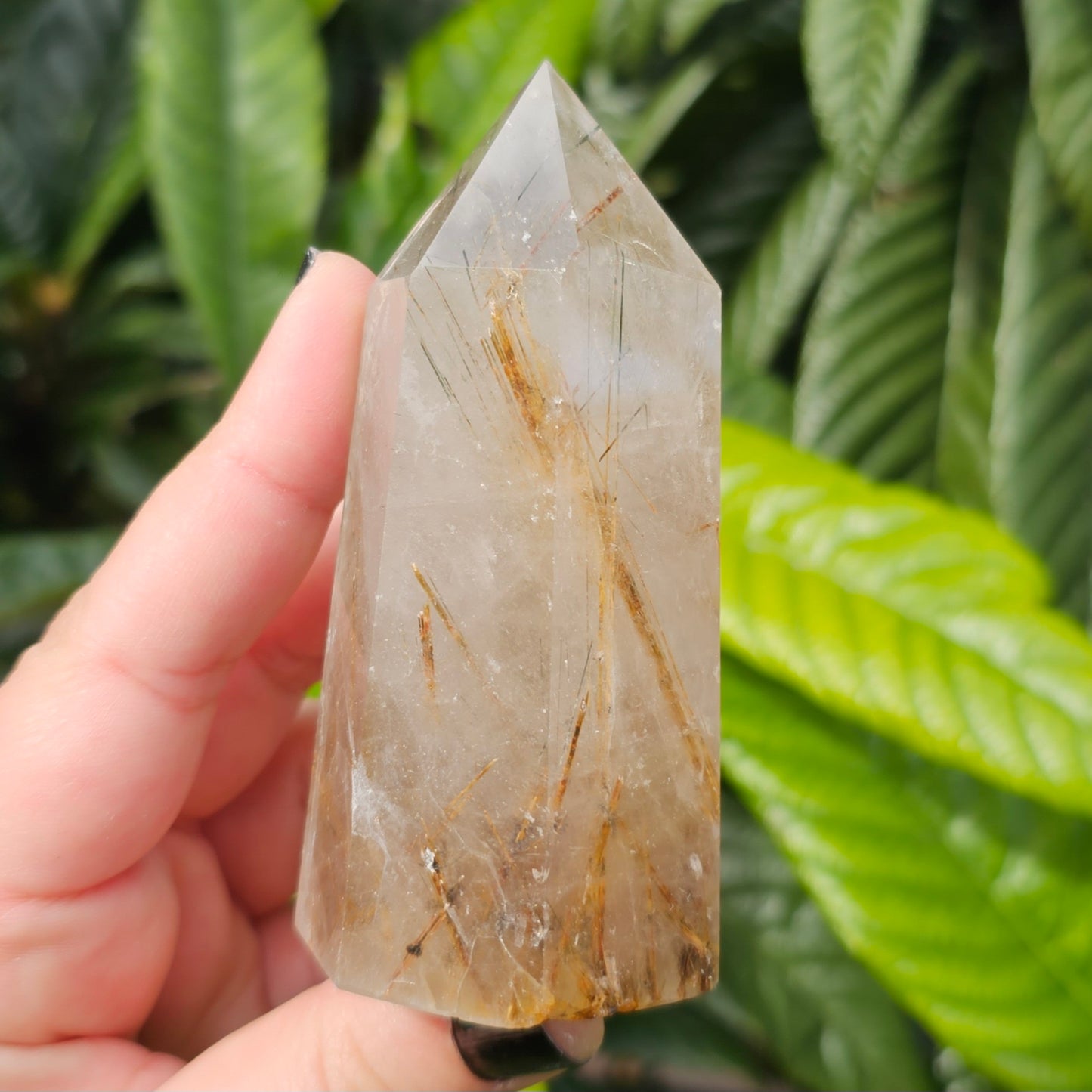 Rutile Quartz Tower Approx. 9.3 x 4.5  Approx. 217g | Birthday Gifts, Anniversary Gifts, Valentine's Day, Christmas, Easter, Eid, Mother's Day, Diwali, Hannukah, Women's, Girl's, Gifts for her, Gifts for Girlfriend, Gifts for Mom, Gifts for Mum, Gifts for Friend, Handmade Gifts, Handmade Jewelry, New Year's Eve, Graduation, Boho, Hippie, Minimalist, Gemstone, Crystal, Crystal Healing