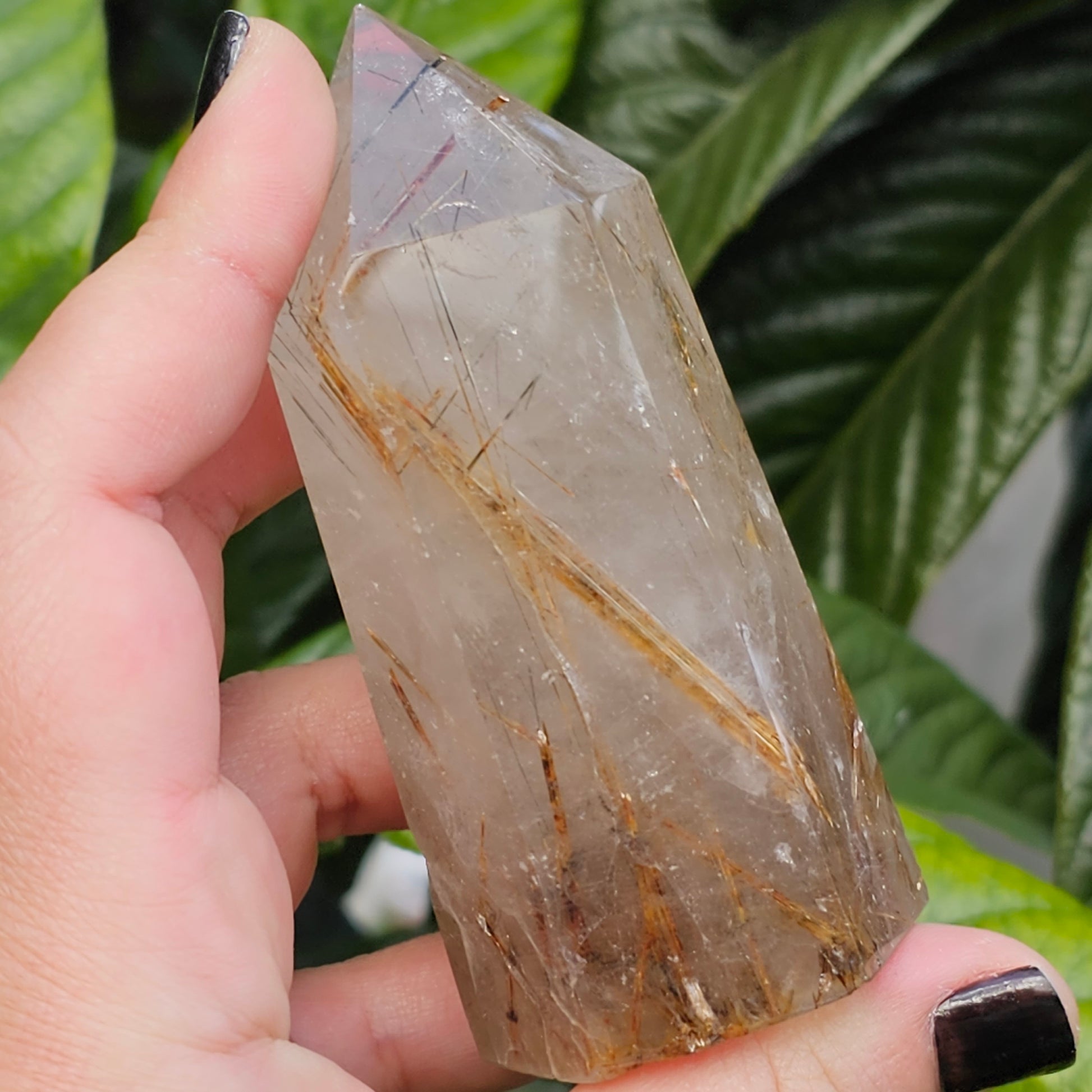 Rutile Quartz Tower Approx. 9.3 x 4.5  Approx. 217g | Birthday Gifts, Anniversary Gifts, Valentine's Day, Christmas, Easter, Eid, Mother's Day, Diwali, Hannukah, Women's, Girl's, Gifts for her, Gifts for Girlfriend, Gifts for Mom, Gifts for Mum, Gifts for Friend, Handmade Gifts, Handmade Jewelry, New Year's Eve, Graduation, Boho, Hippie, Minimalist, Gemstone, Crystal, Crystal Healing