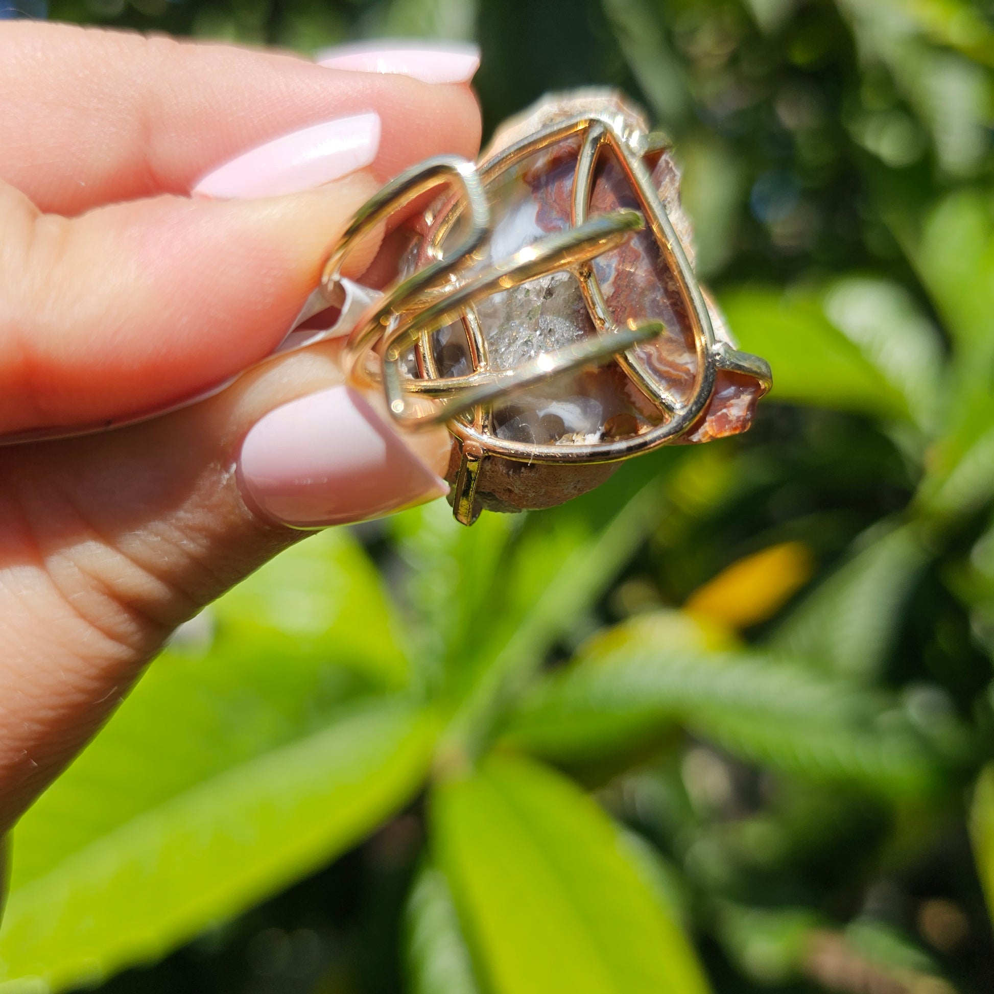 Brazilian Agate Ring - adjustable 18k gold plated | crystal ring, unique jewellery, unique ring, agate jewellery, gift for women, ring for women, jewellery for women, boho, bohemian jewellery, hippie, natural gemstone, birthday gift