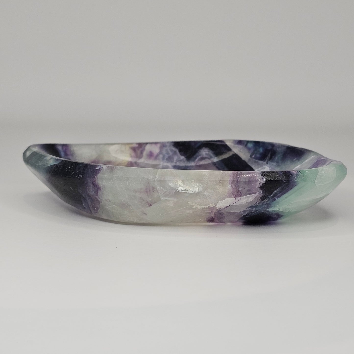 Beautiful Rainbow Fluorite trinket dish with rainbows.