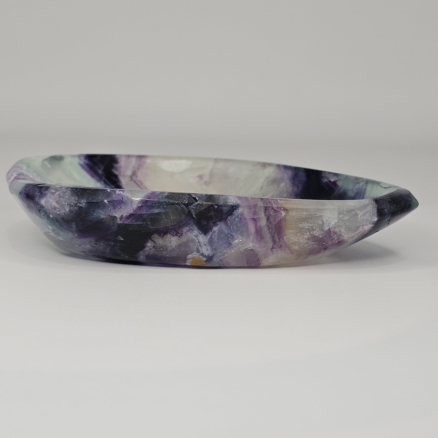 Beautiful Rainbow Fluorite trinket dish with rainbows.