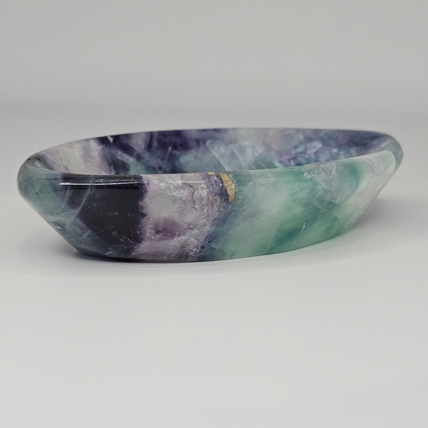 Beautiful Marquise shape Rainbow Fluorite trinket dish with rainbows.