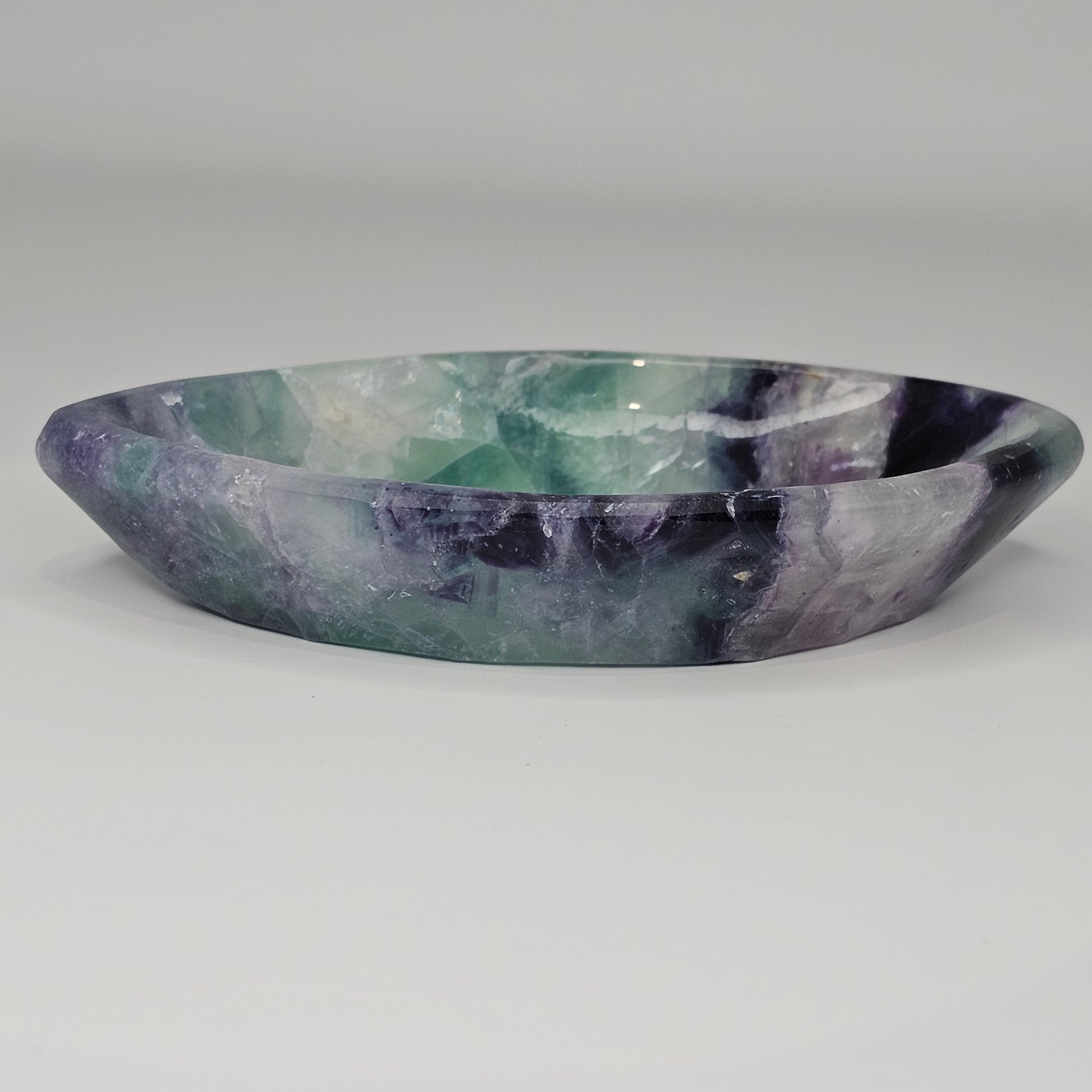 Beautiful Marquise shape Rainbow Fluorite trinket dish with rainbows.