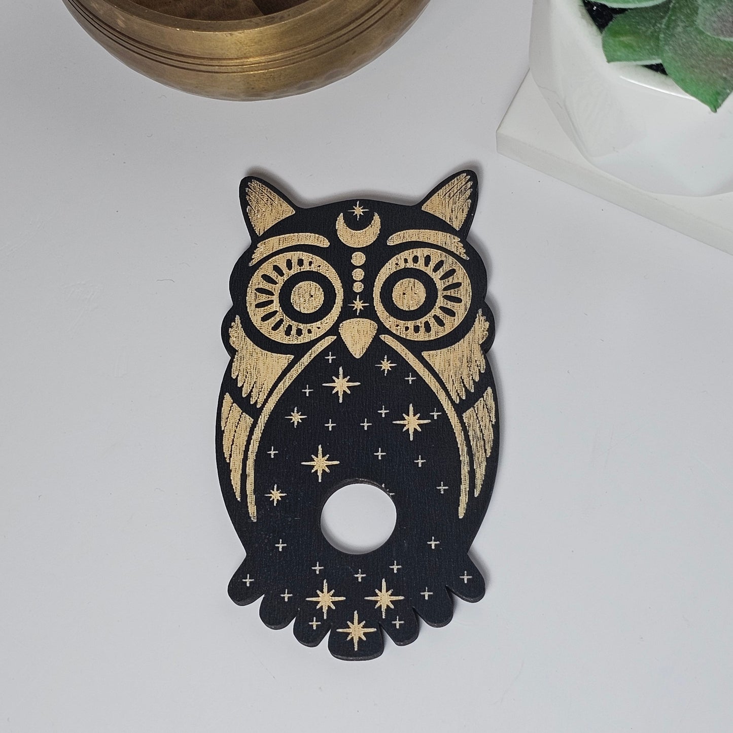 Owl Wood Sphere Stand