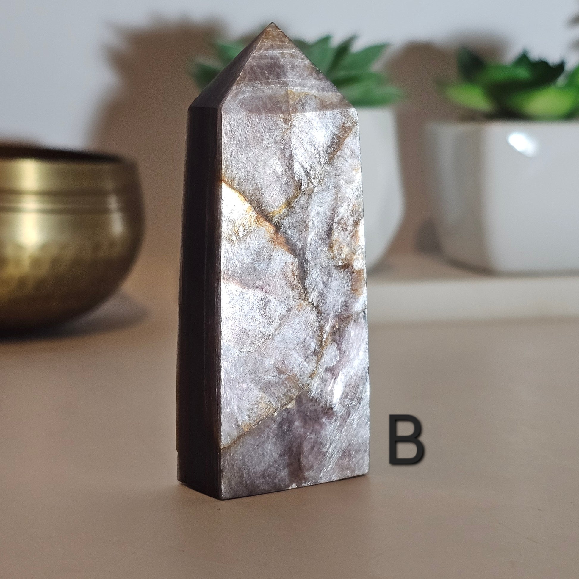 Gemmy High Quality Lepidolite/Purple Mica Obelisk (B)