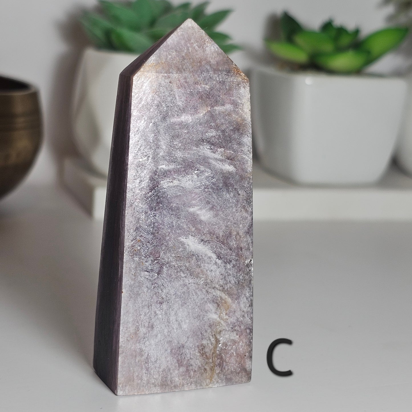 Gemmy High Quality Lepidolite/Purple Mica Obelisk (C)