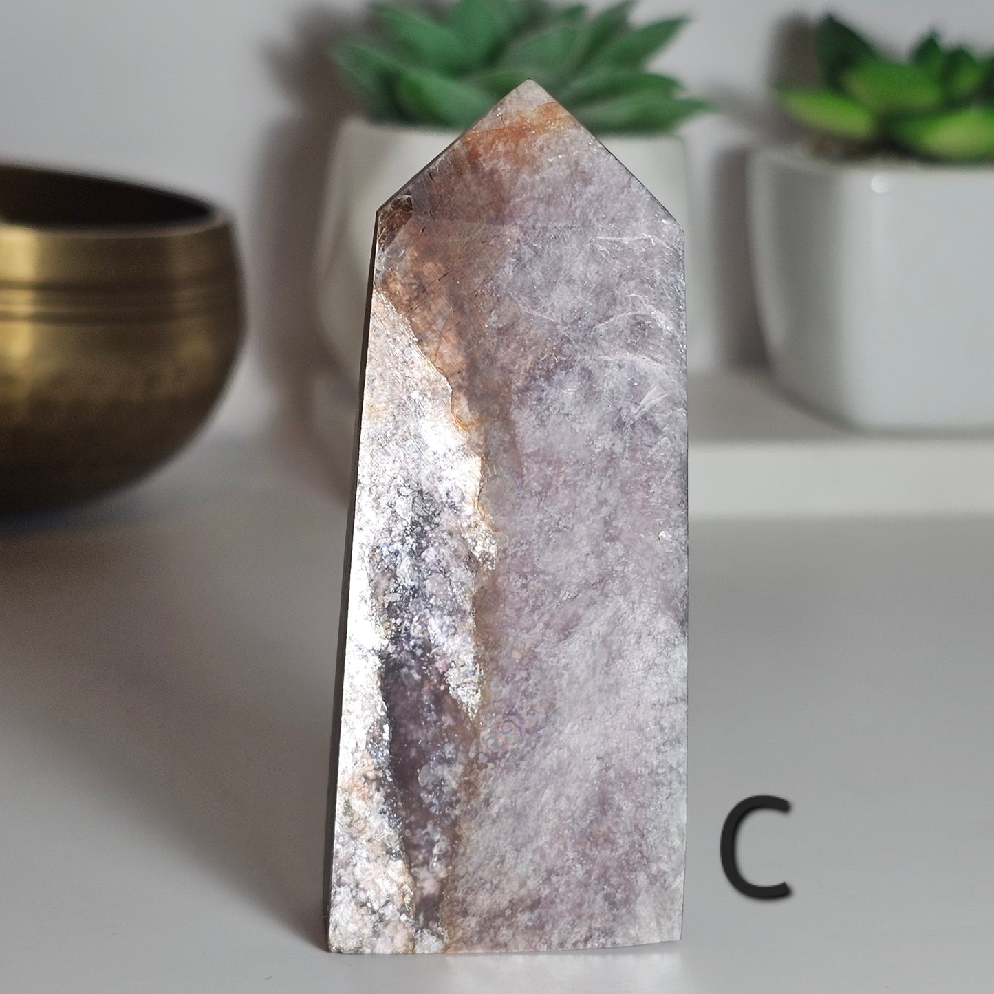 Gemmy High Quality Lepidolite/Purple Mica Obelisk (C)