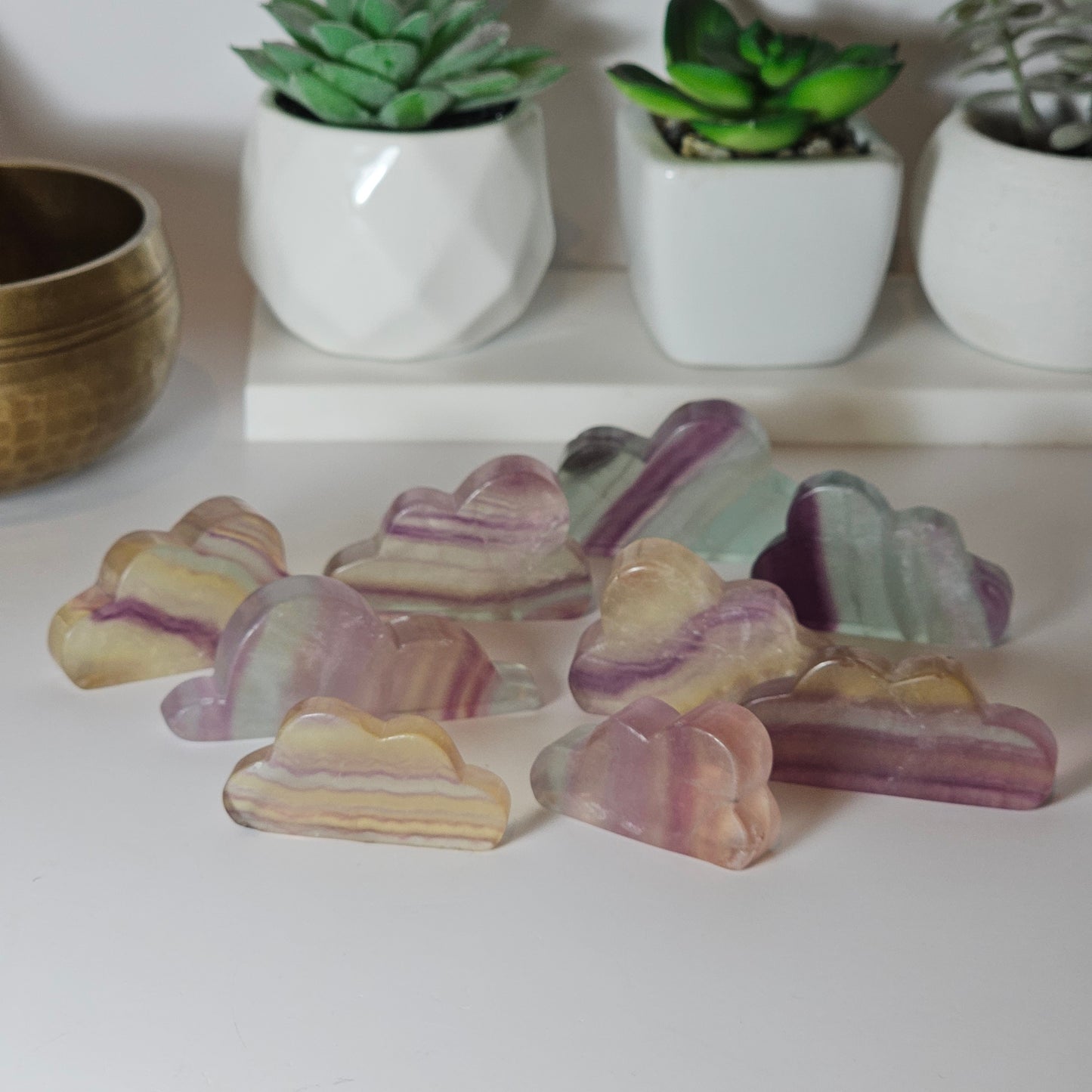 Cute mini Candy Fluorite cloud carvings.