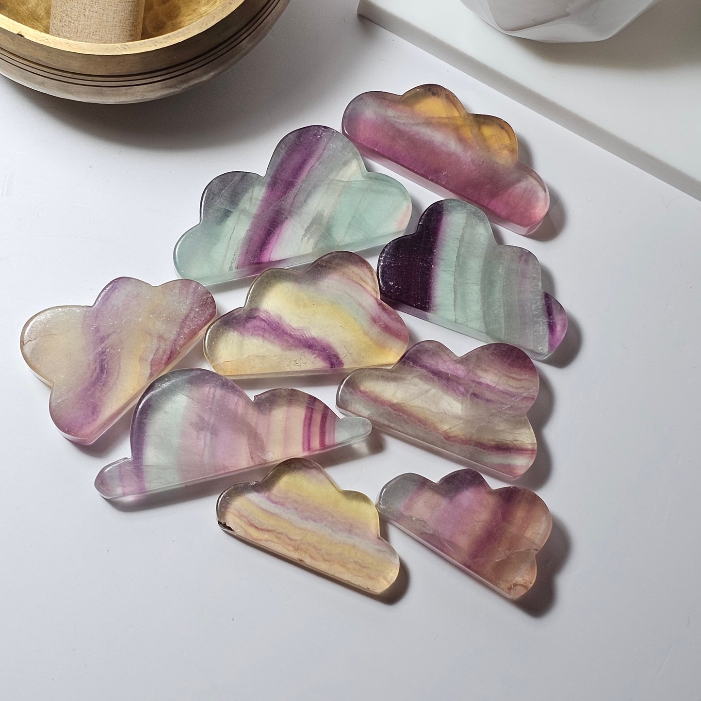 Cute mini Candy Fluorite cloud carvings.