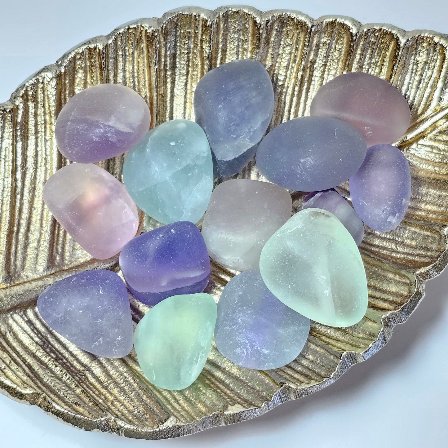 Frost Matte Rainbow Fluorite Tumbles