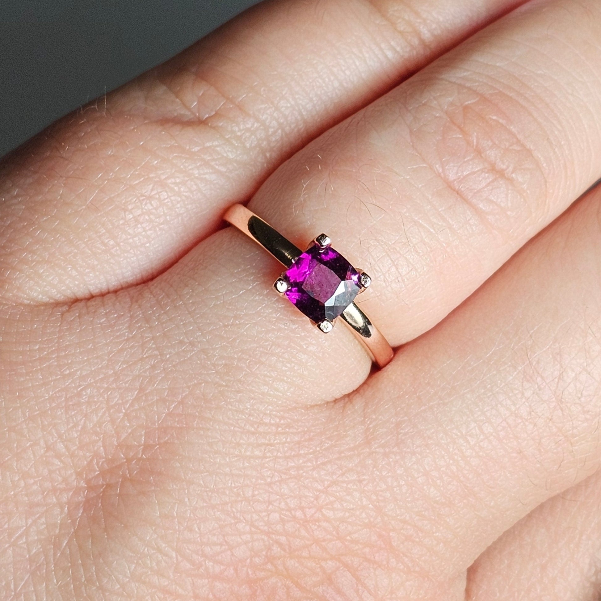 Purple Garnet 925 Silver Adjustable Ring