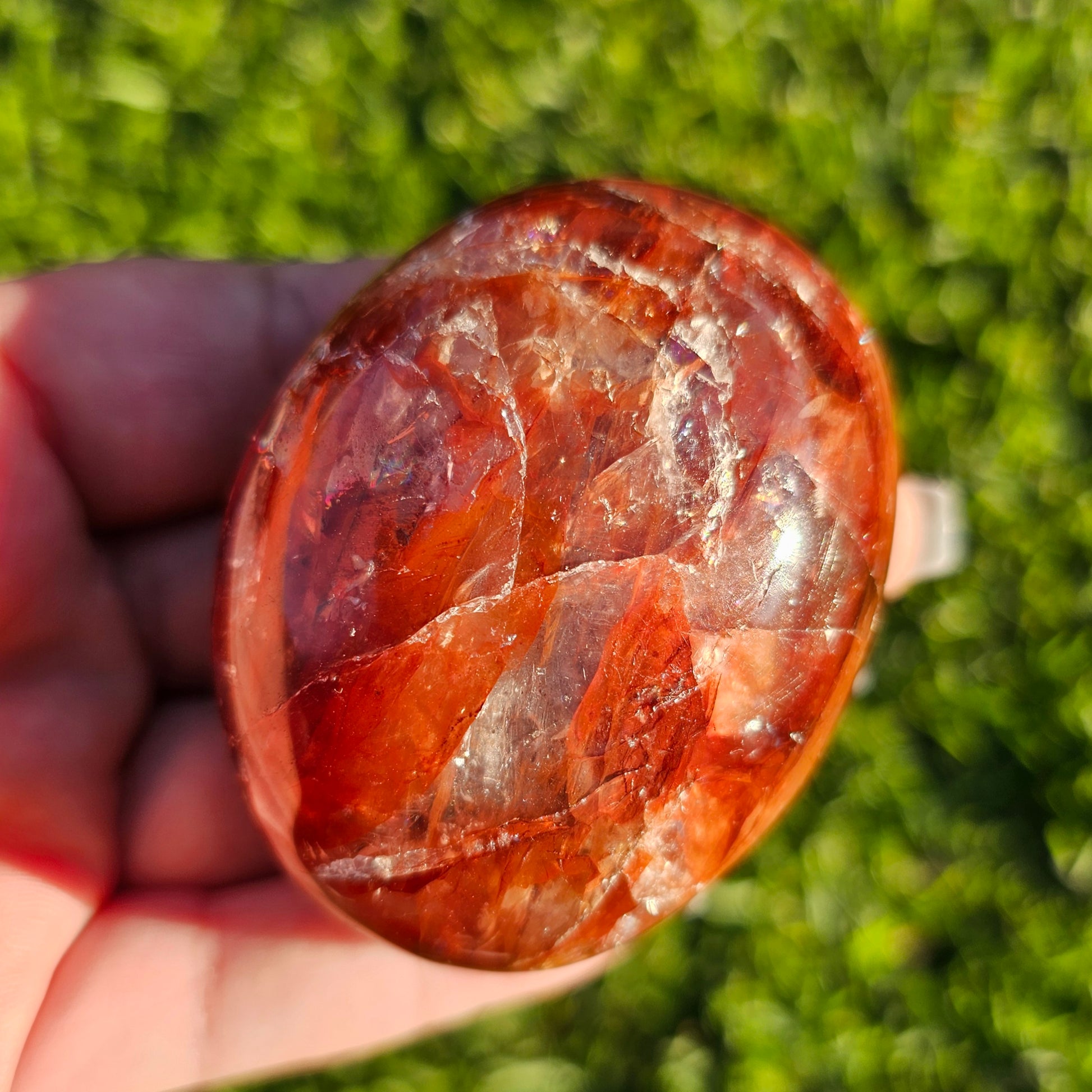 Fire Quartz/Red Hematoid Quartz/Ferruginous Quartz Palm Stone (D)