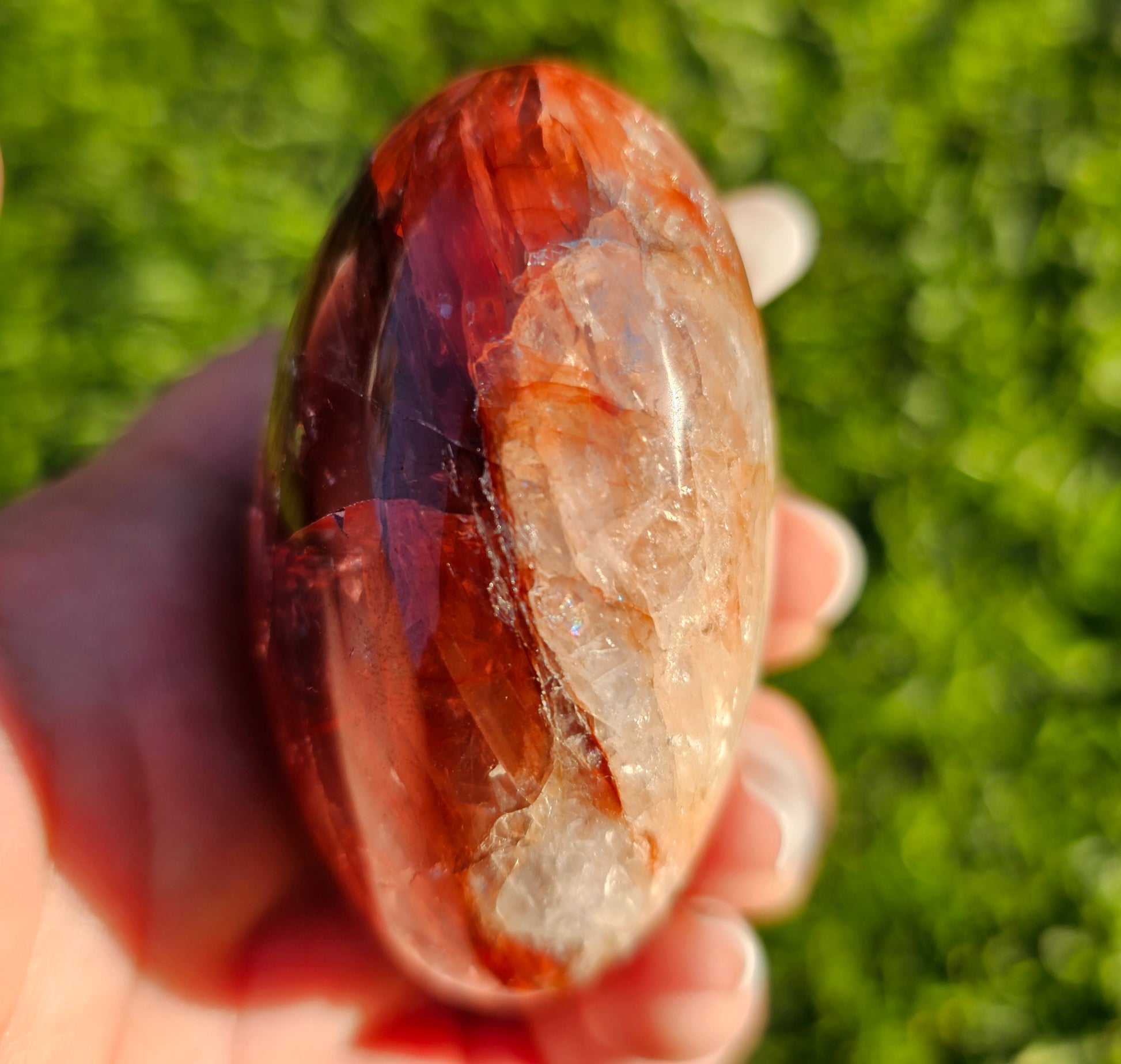 Fire Quartz/Red Hematoid Quartz/Ferruginous Quartz Palm Stone (D)