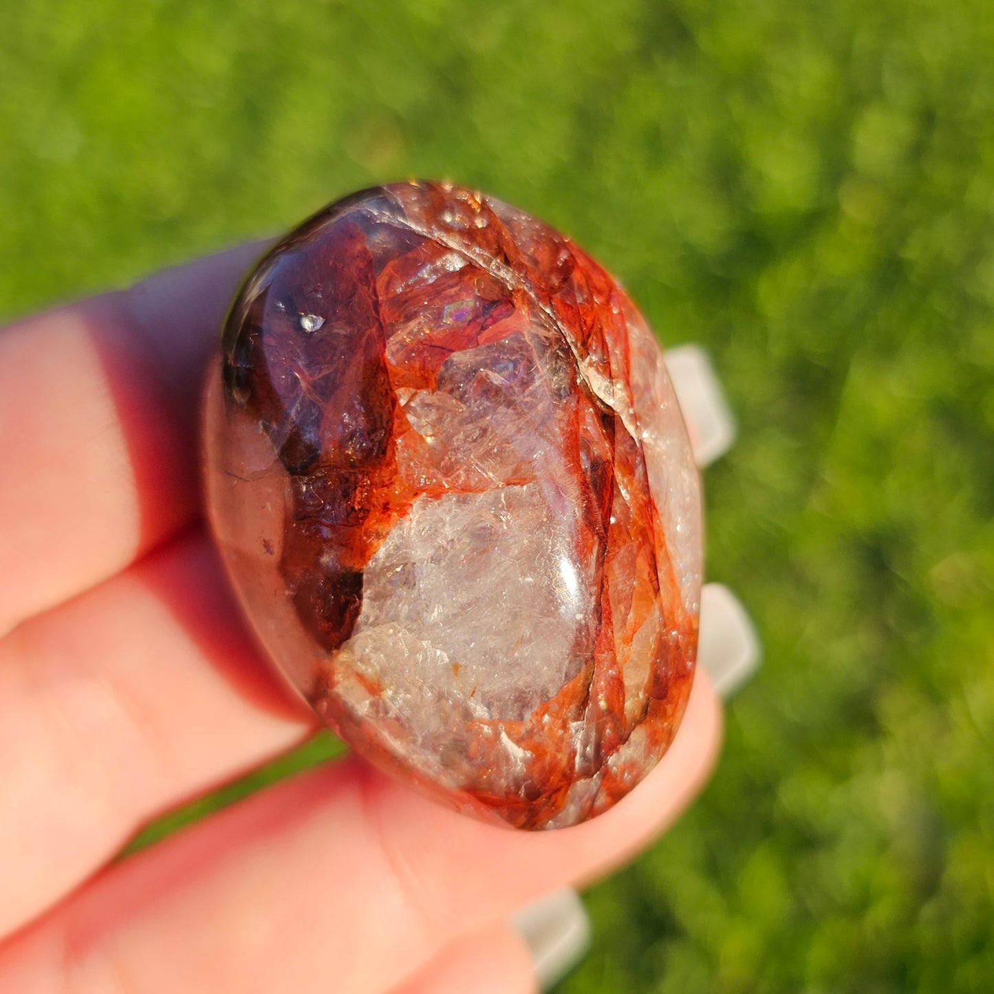 Fire Quartz/Red Hematoid Quartz/Ferruginous Quartz Palm Stone (A)