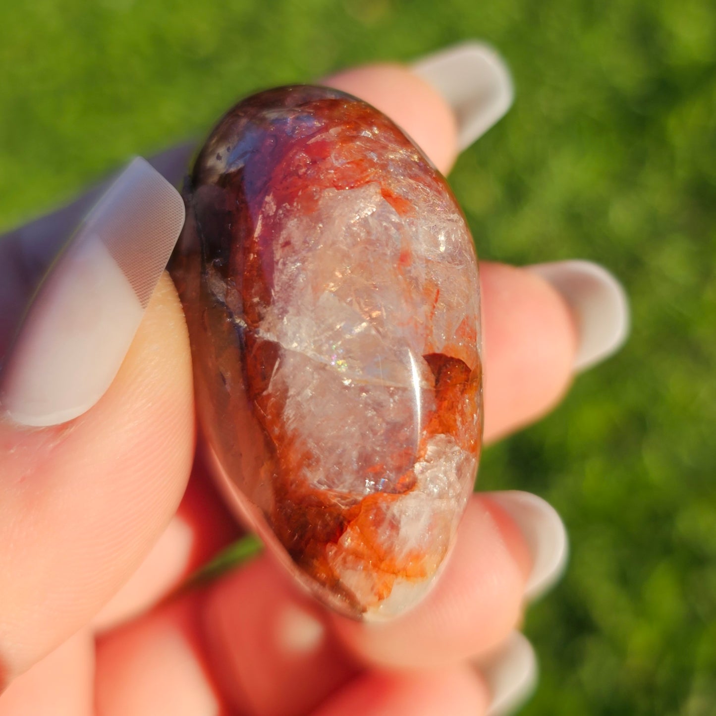 Fire Quartz/Red Hematoid Quartz/Ferruginous Quartz Palm Stone (A)