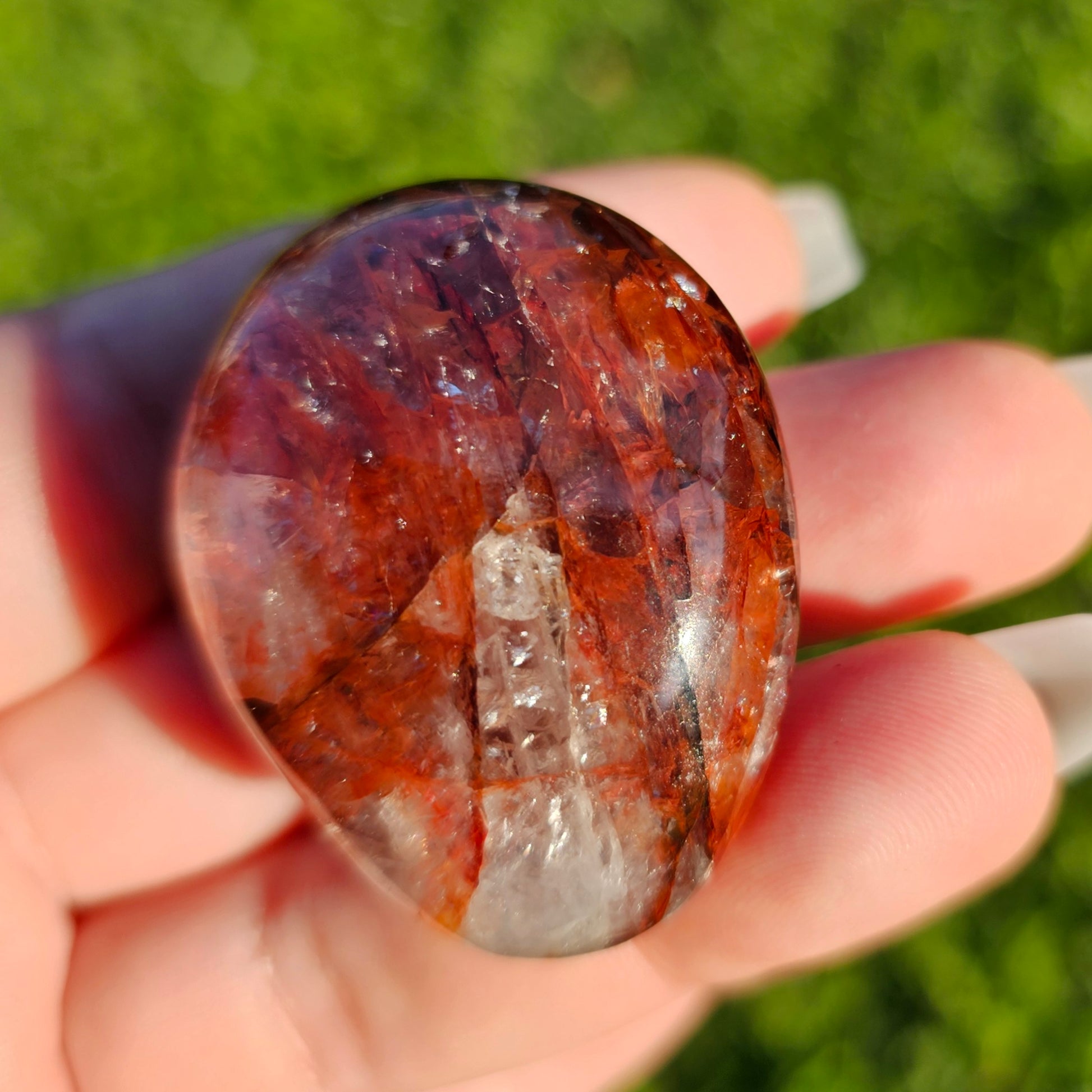 Fire Quartz/Red Hematoid Quartz/Ferruginous Quartz Palm Stone (A)