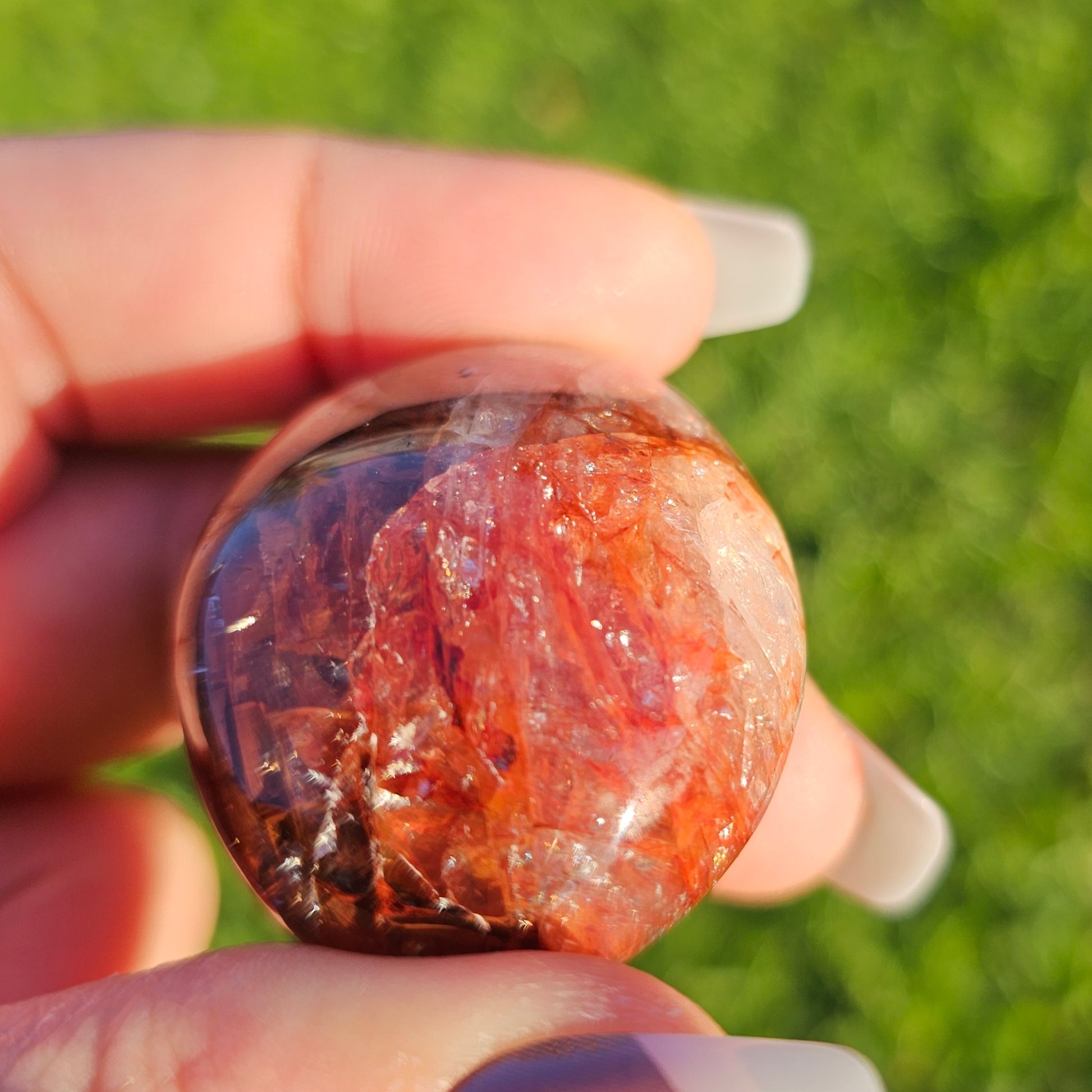 Fire Quartz/Red Hematoid Quartz/Ferruginous Quartz Palm Stone (A)