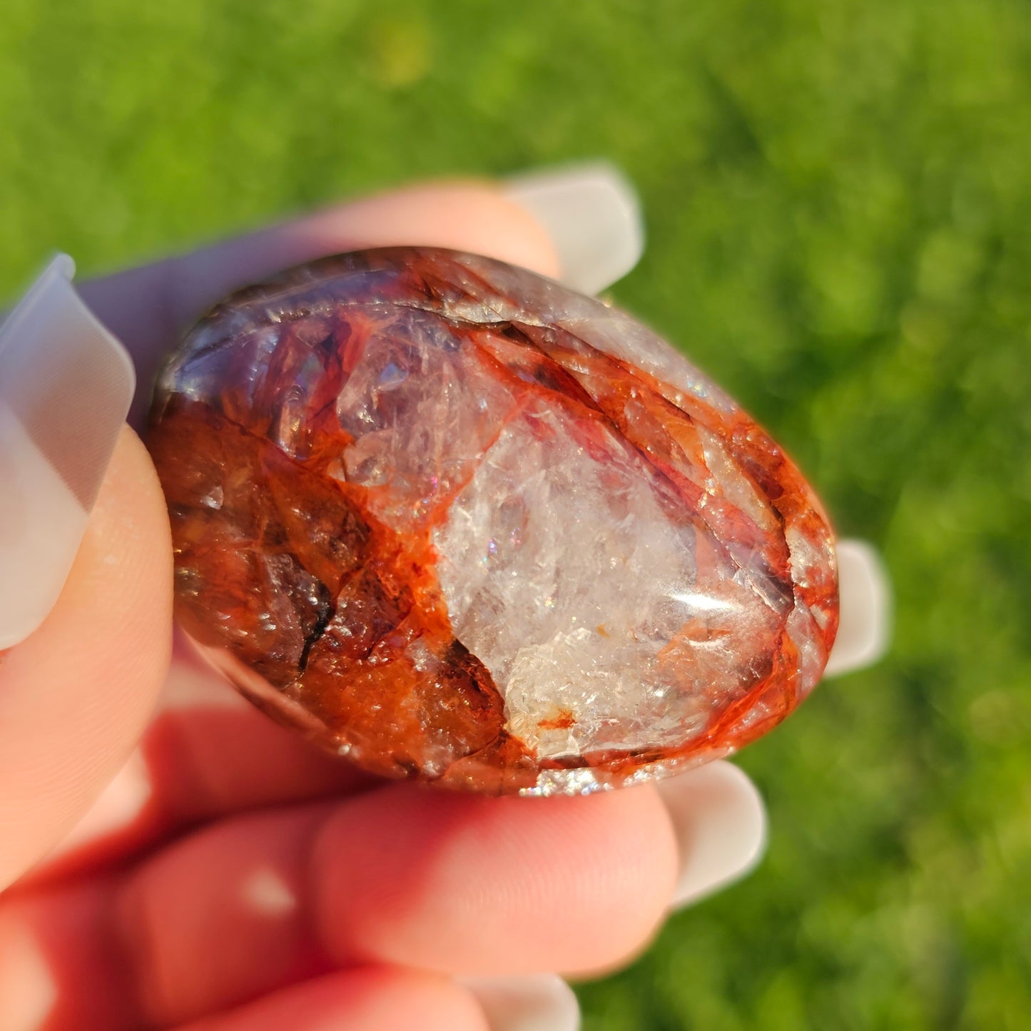 Fire Quartz/Red Hematoid Quartz/Ferruginous Quartz Palm Stone (A)