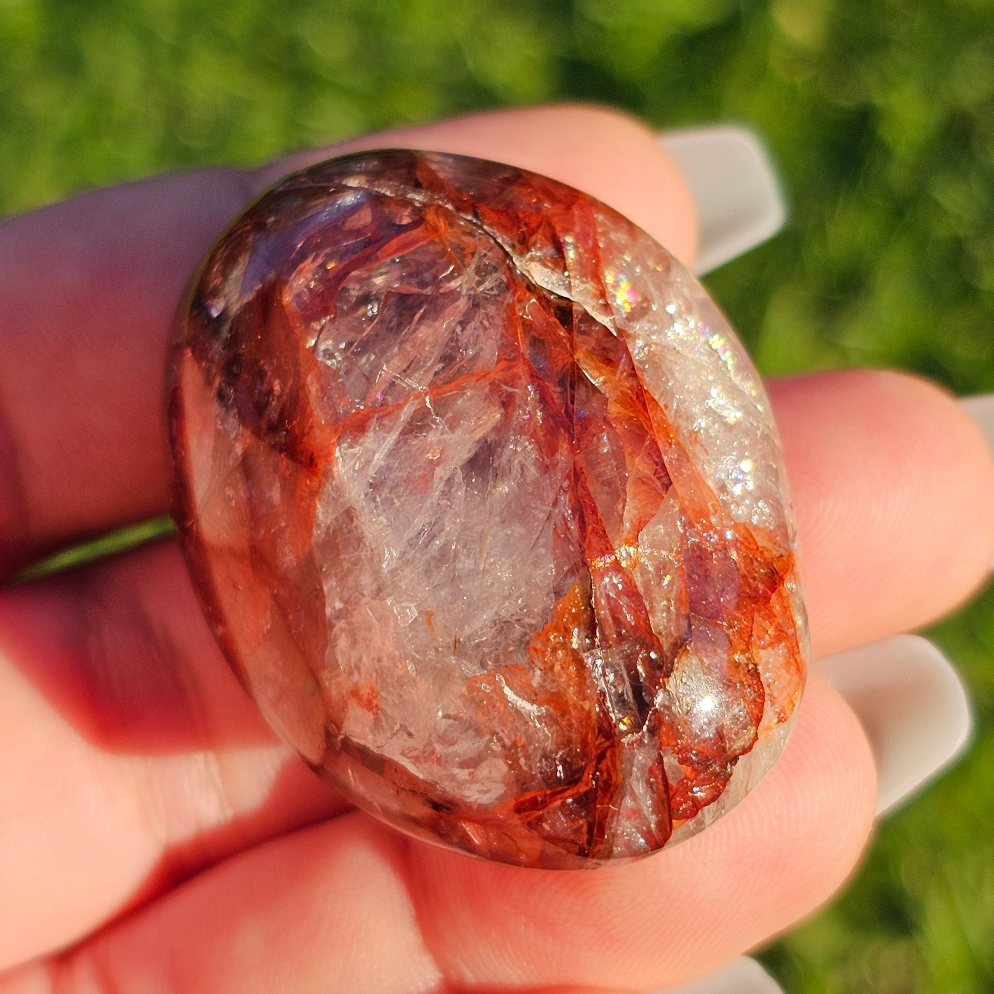 Fire Quartz/Red Hematoid Quartz/Ferruginous Quartz Palm Stone (A)