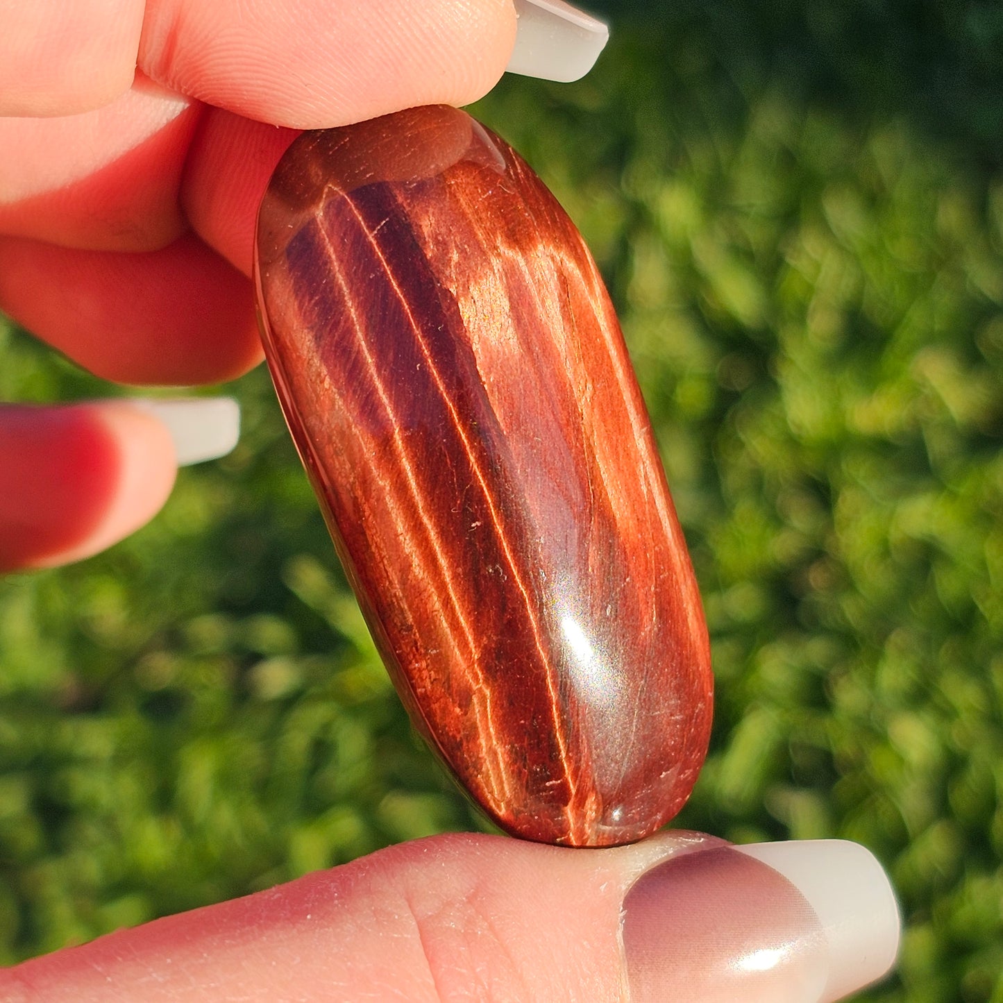 Slim Red Tiger's Eye Palm Stone