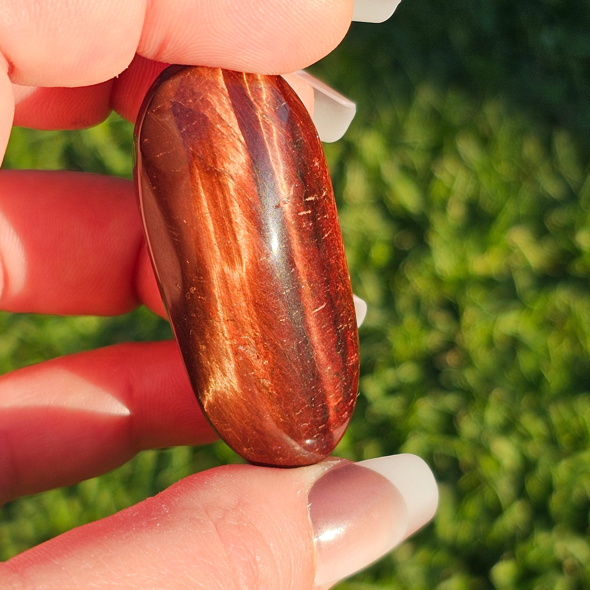 Slim Red Tiger's Eye Palm Stone