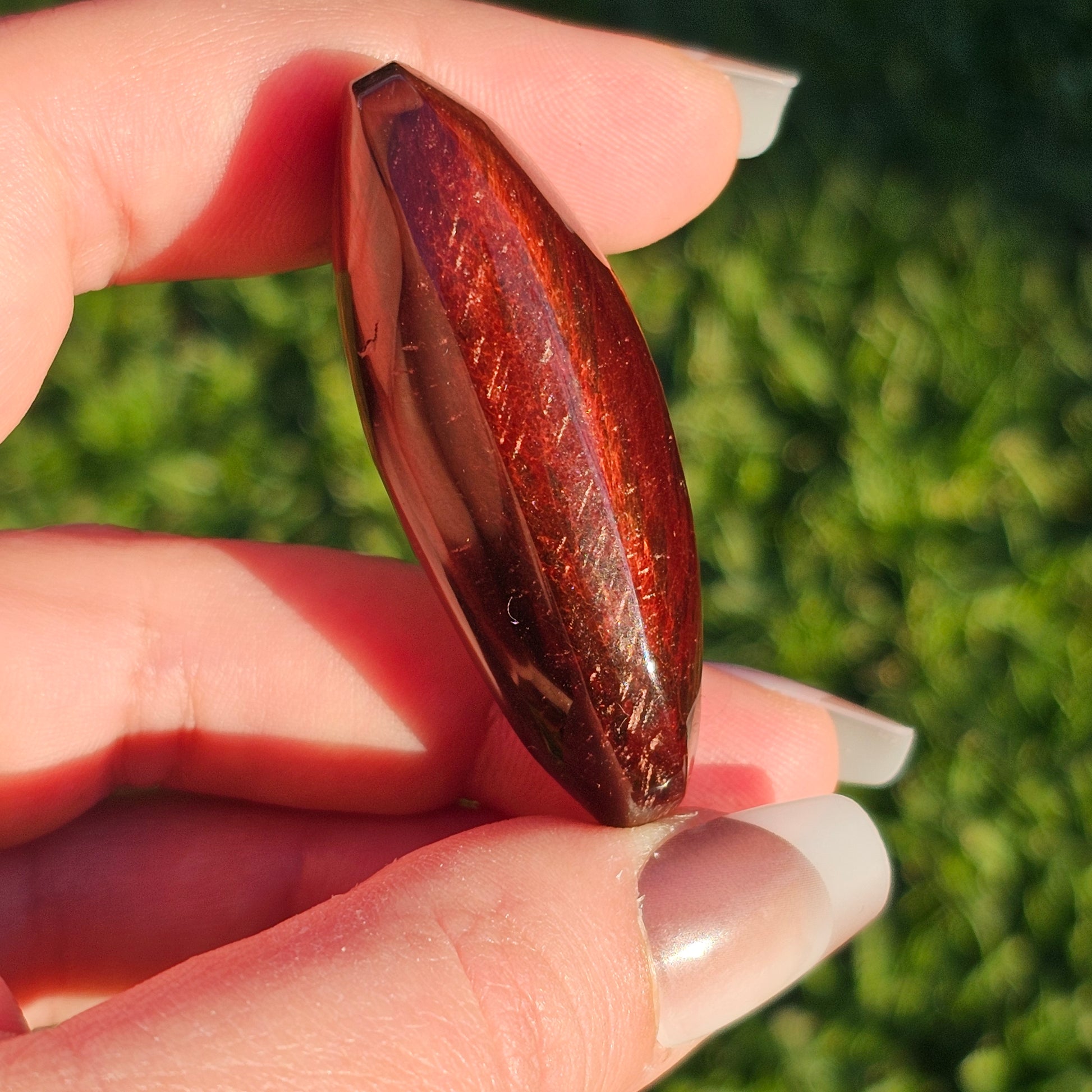 Slim Red Tiger's Eye Palm Stone