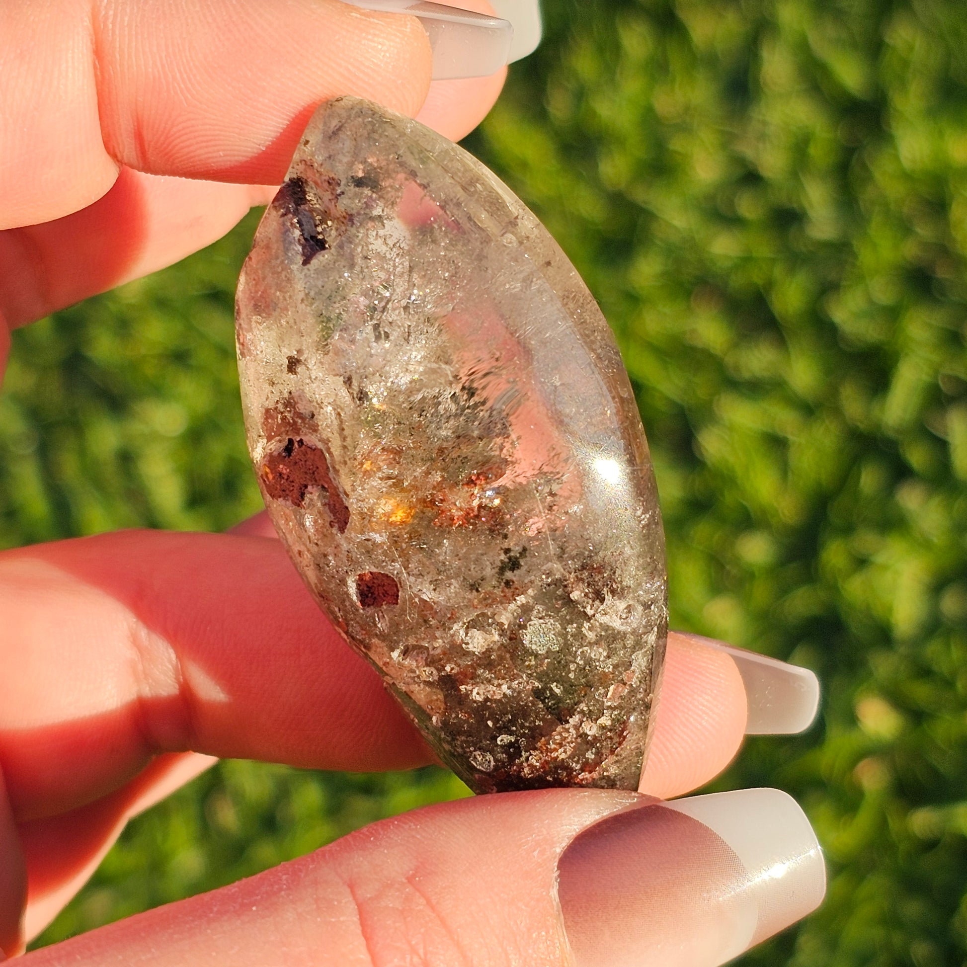 Marquise Cut Garden Quartz/Lodolite Palm Stone