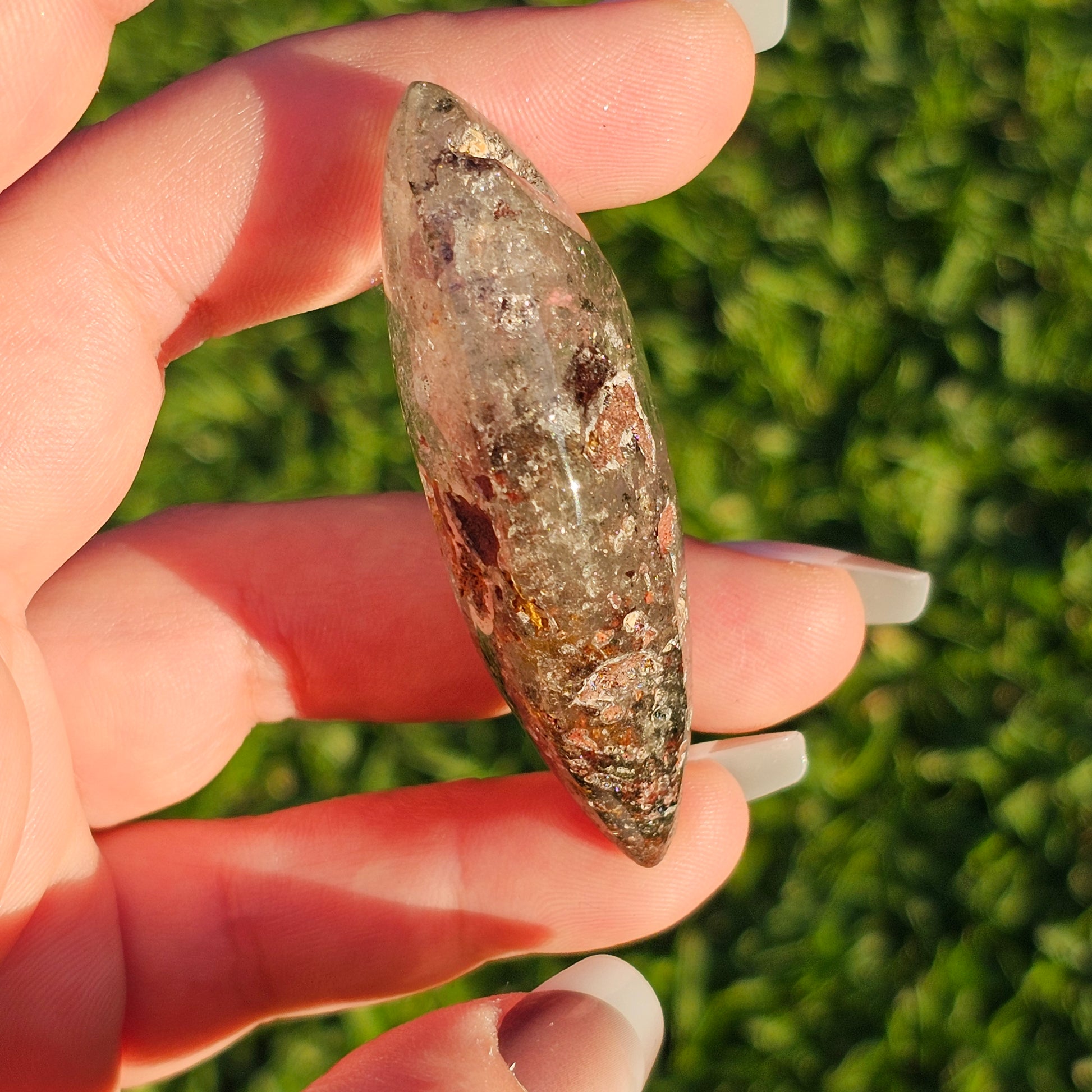 Marquise Cut Garden Quartz/Lodolite Palm Stone