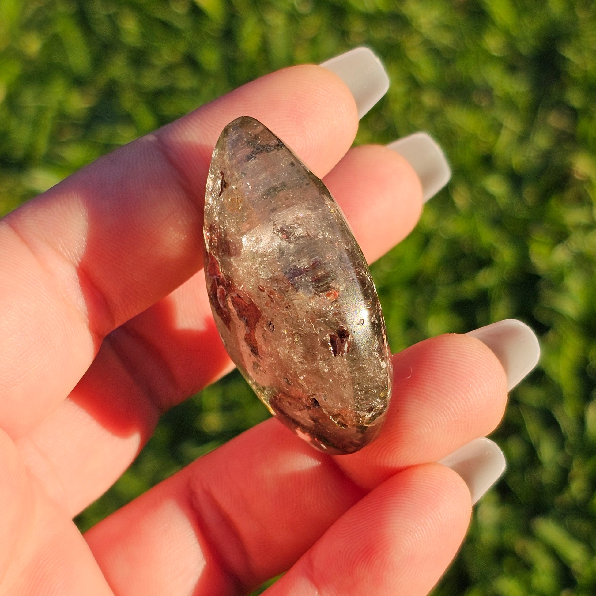 Pear Shaped Garden Quartz/Lodolite Palm Stone