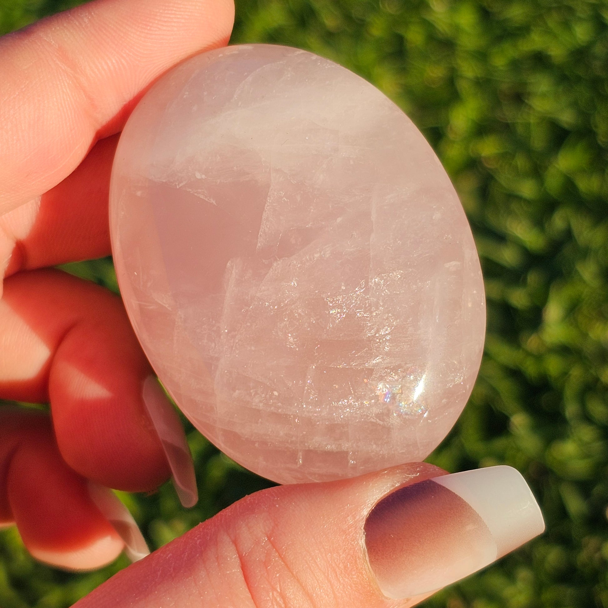 Rose Quartz Palm Stone (D)