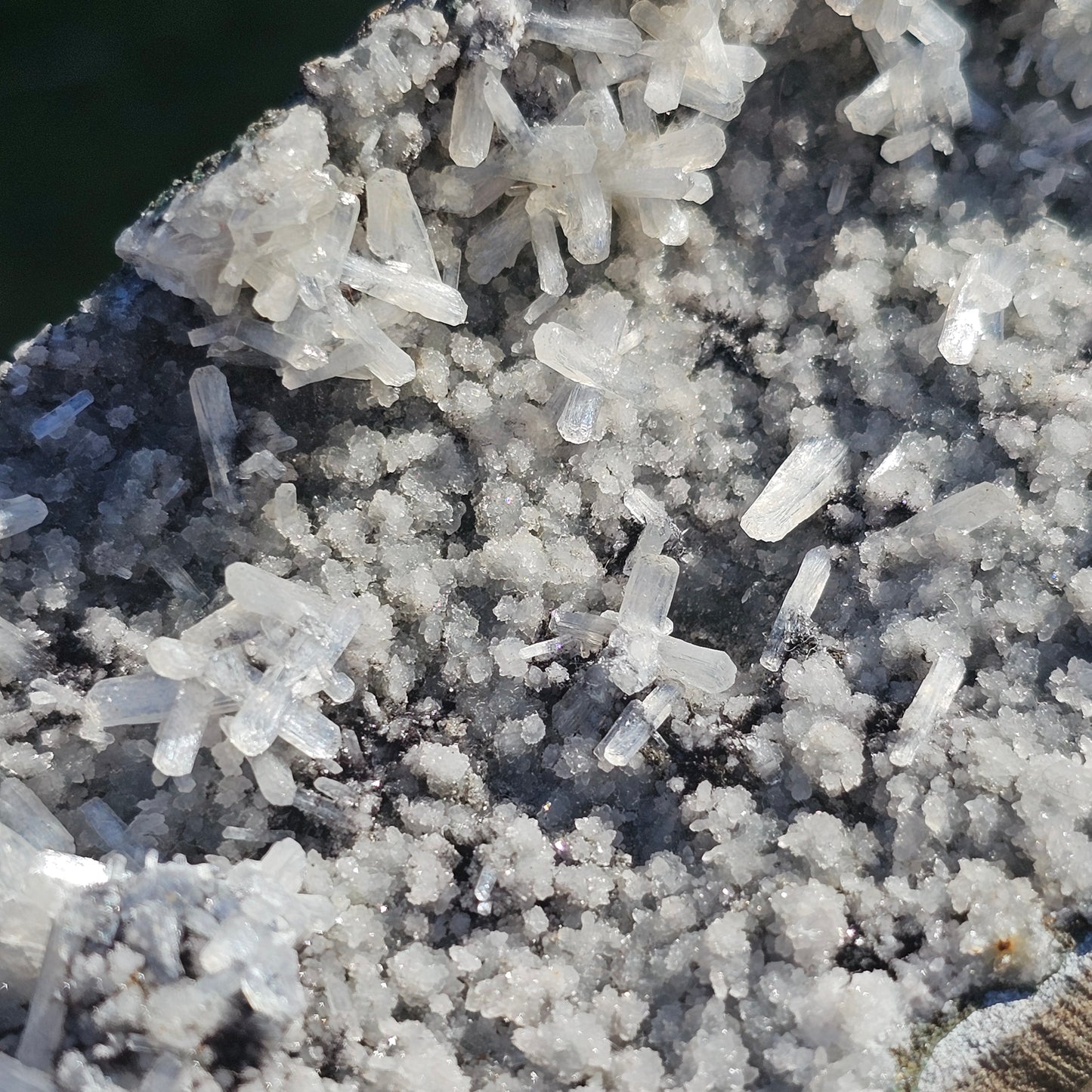 Black Chalcedony with Stilbite Blades