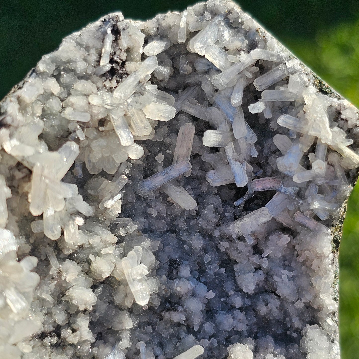 Black Chalcedony with Stilbite Blades