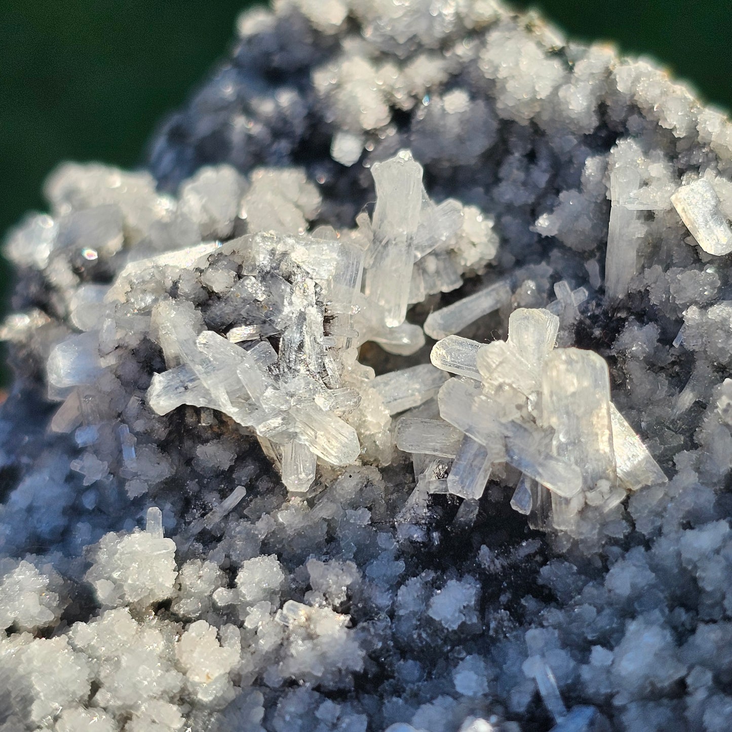 Black Chalcedony with Stilbite Blades